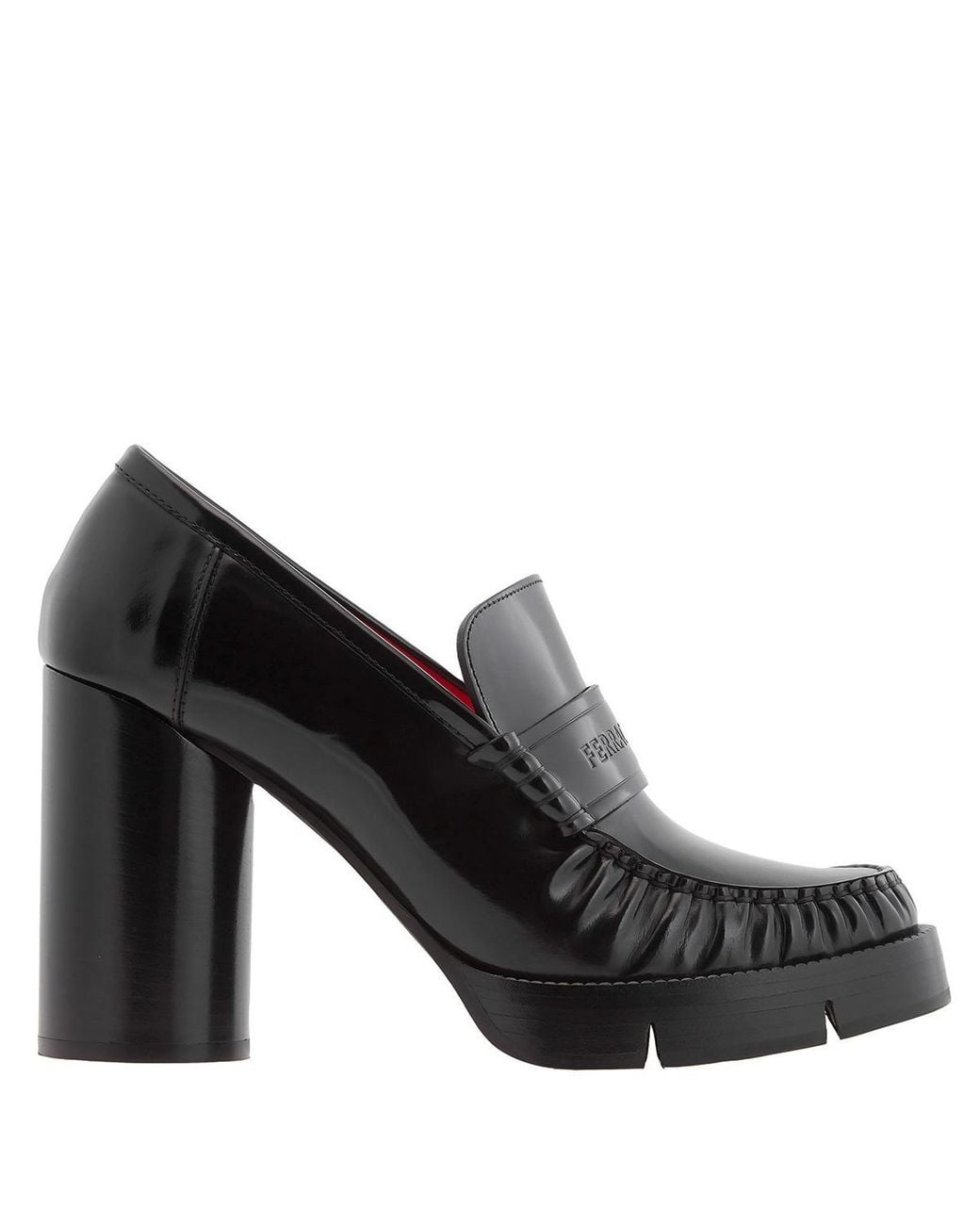 Ferragamo Black Ferragamo Moccasin With Contrasting Lining And Heel