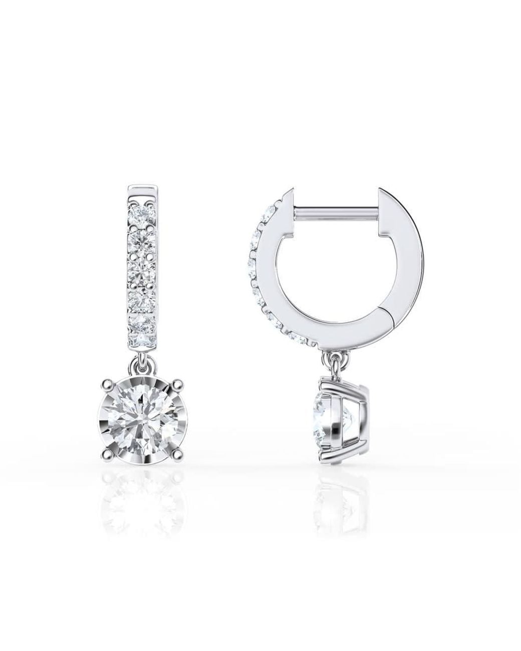 Brilliant Diamond White 1 Carat Lab Grown Diamond Dangle Drop Huggie Hoop Earrings for men