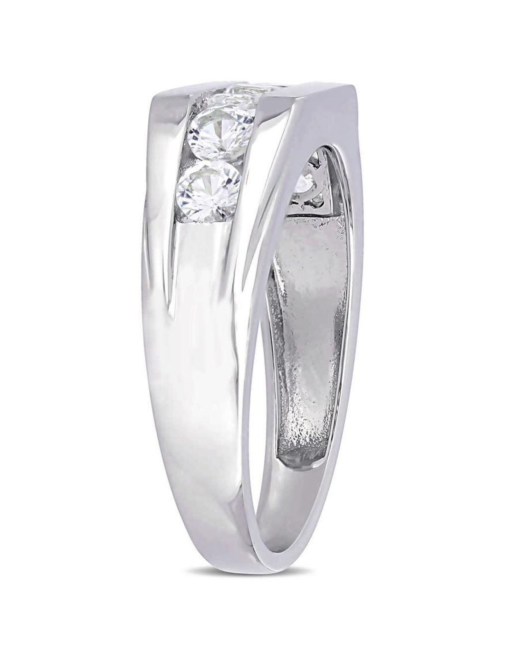 Amour Metallic Channel Set Created Sapphire Ring for men