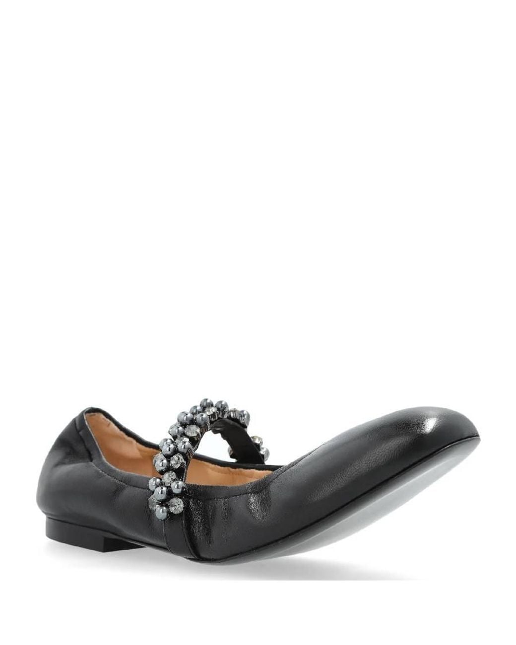 Stuart Weitzman Black Poppy Leather Ballet Flats