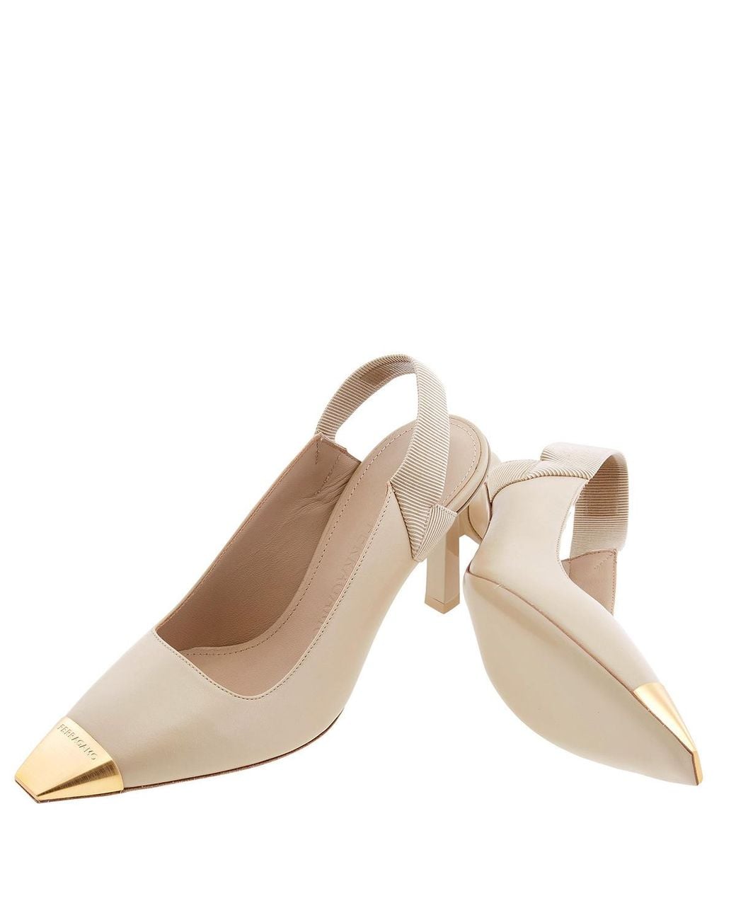 Ferragamo Metallic Alhena 85 Pointed-Toe Slingback High Heels