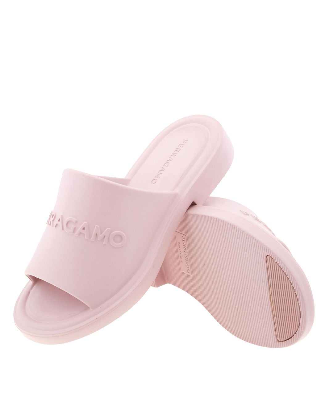 Ferragamo Pink Ferragamo Giuneva Logo Debossed Rubber Sandals, Size 7
