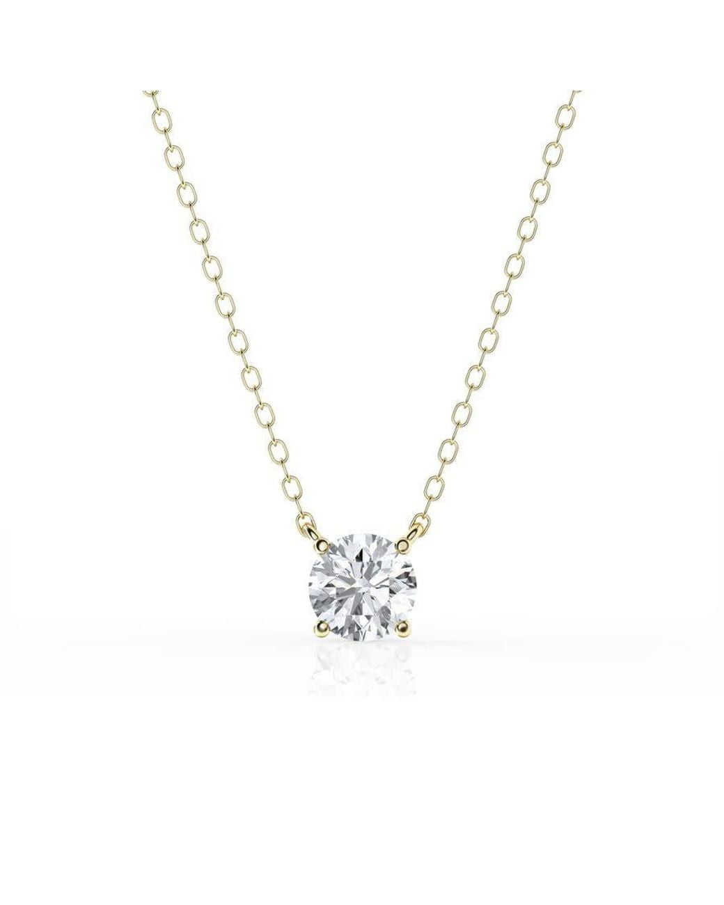 Brilliant Diamond Metallic 3/4 Carat Round Lab Grown Solitaire Diamond Pendant Necklace for men