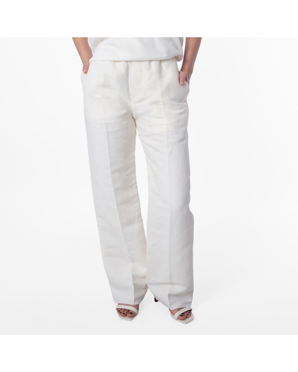 Burberry White Tailored Straight-Leg Trousers, Brand Size 4 Us