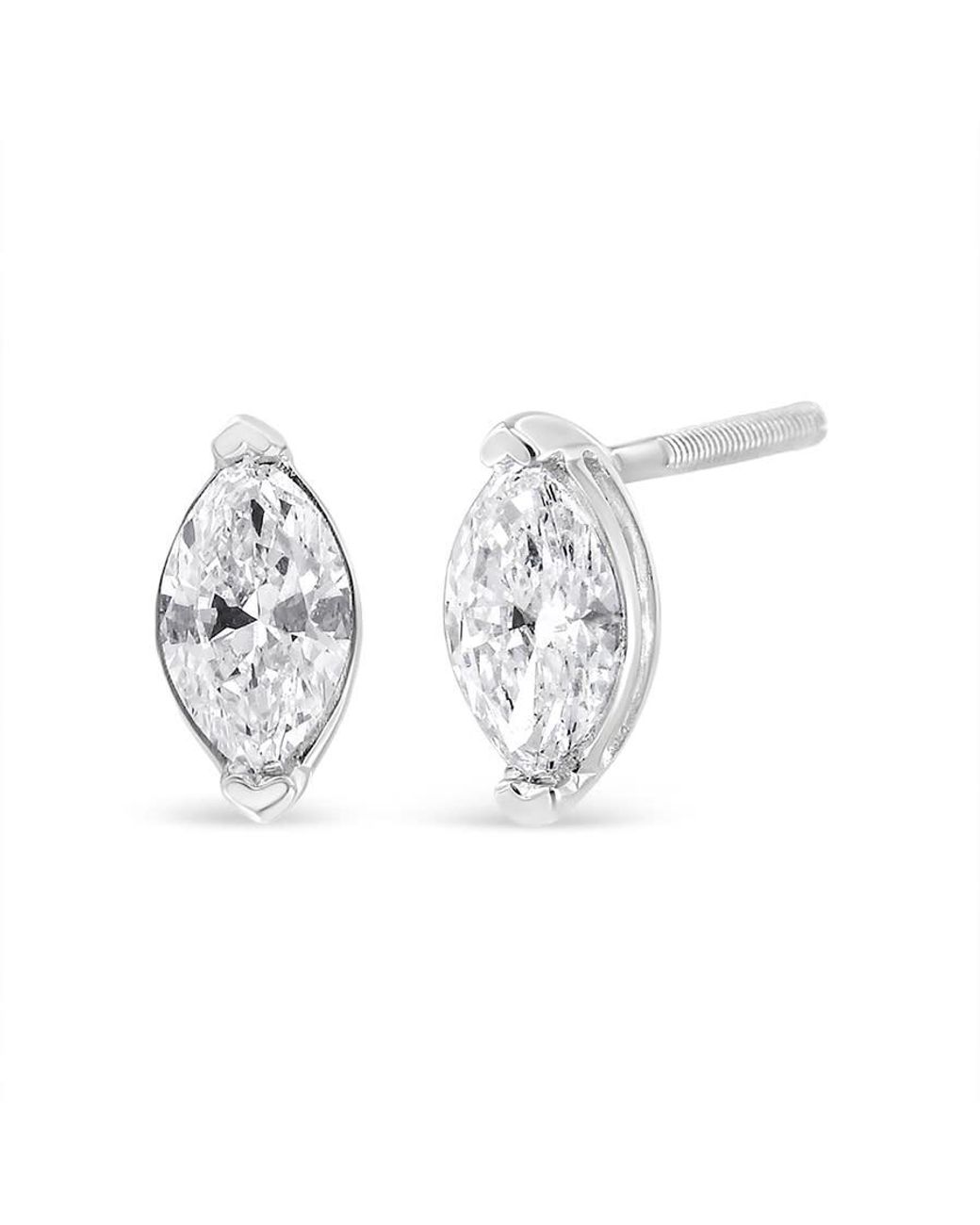 Haus of Brilliance Metallic 14K 4/5 Cttw Marquise Lab Grown Diamond Solitaire Stud Earrings for men