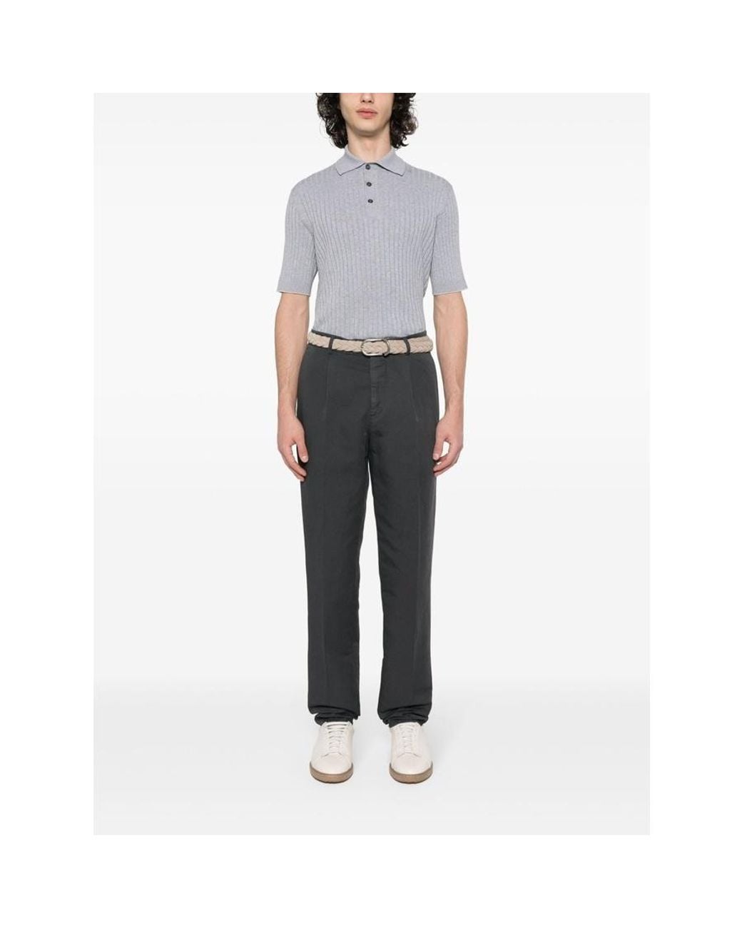 Brunello Cucinelli Gray Anthracite Linen Blend Tailored Trousers, Brand Size 54 (Us for men