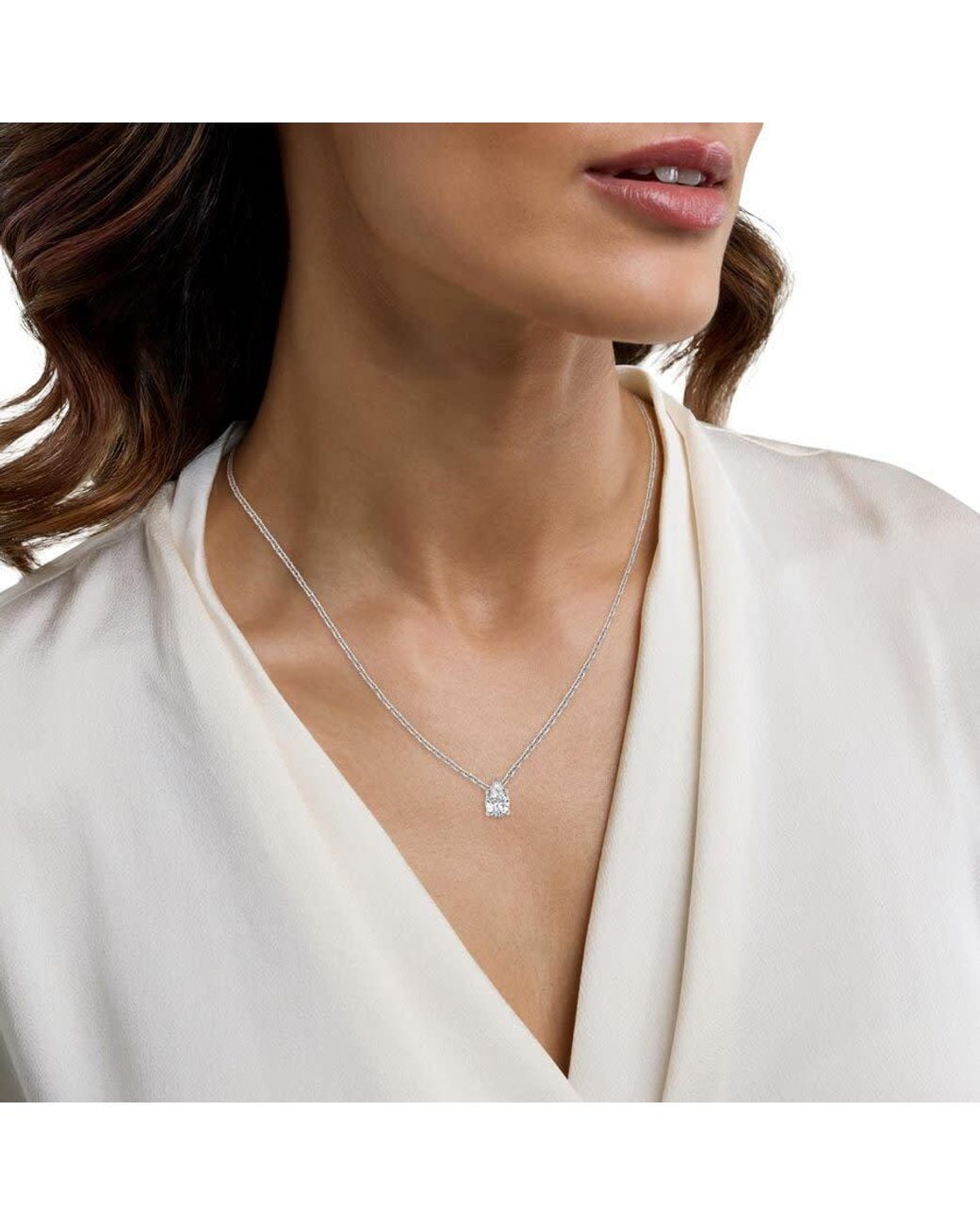 Brilliant Diamond Metallic 1 Carat Pear Lab Grown Diamond Pendant Necklace for men