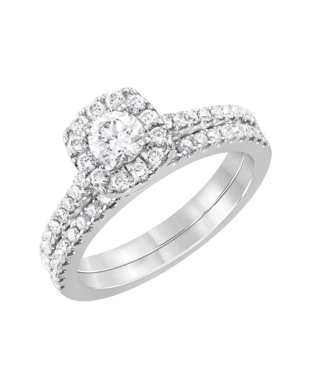 Brilliant Diamond Metallic 14K 1 Cttw Lab Grown Diamond Cushion Bridal Set (G-H, Si1-Si2) for men