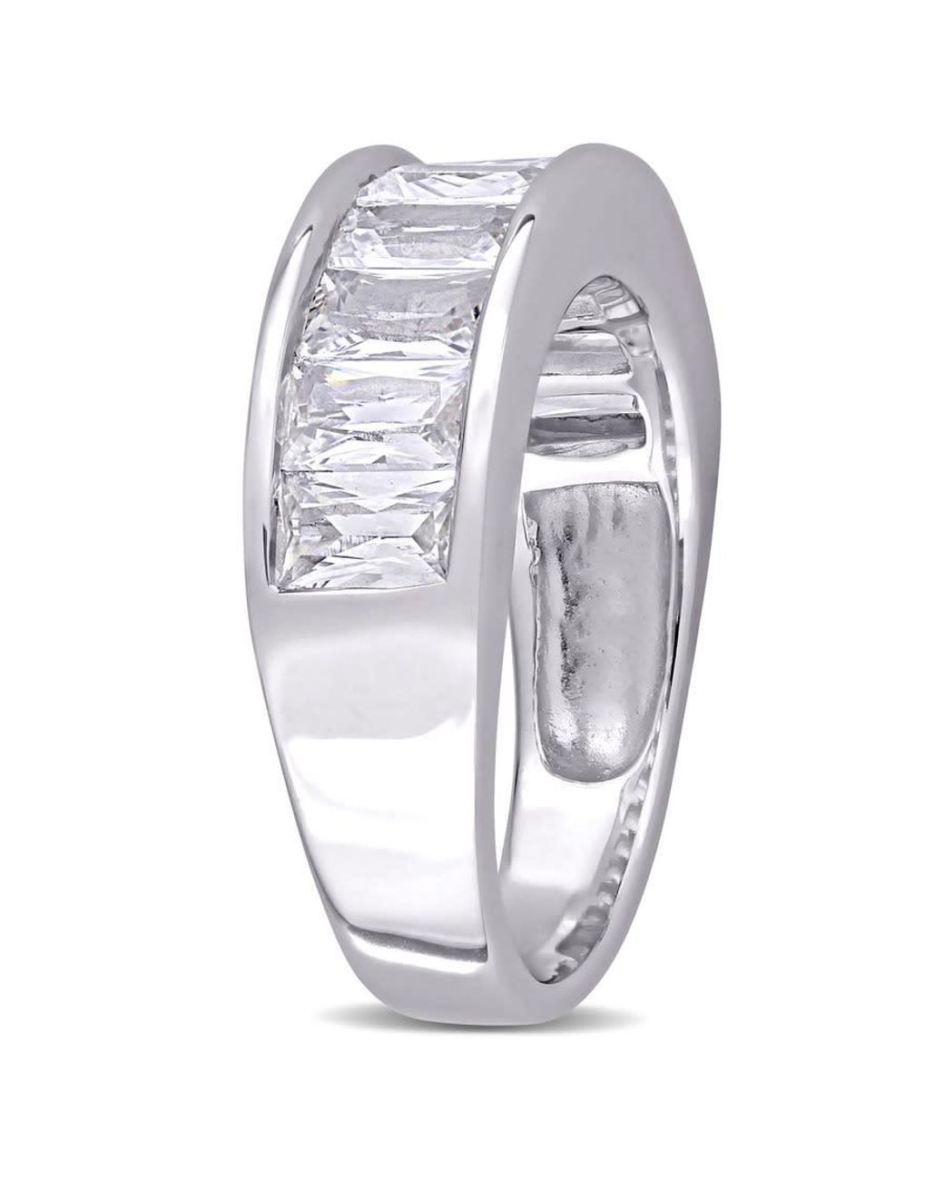 Amour Metallic 2 3/4 Ct Tgw Baguette-Cut Created Sapphire Semi-Eternity Anniversary Band for men