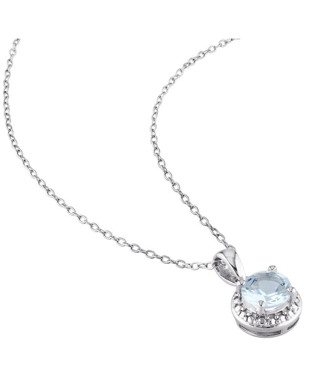 Amour Blue Aquamarine Halo Pendant With Chain for men