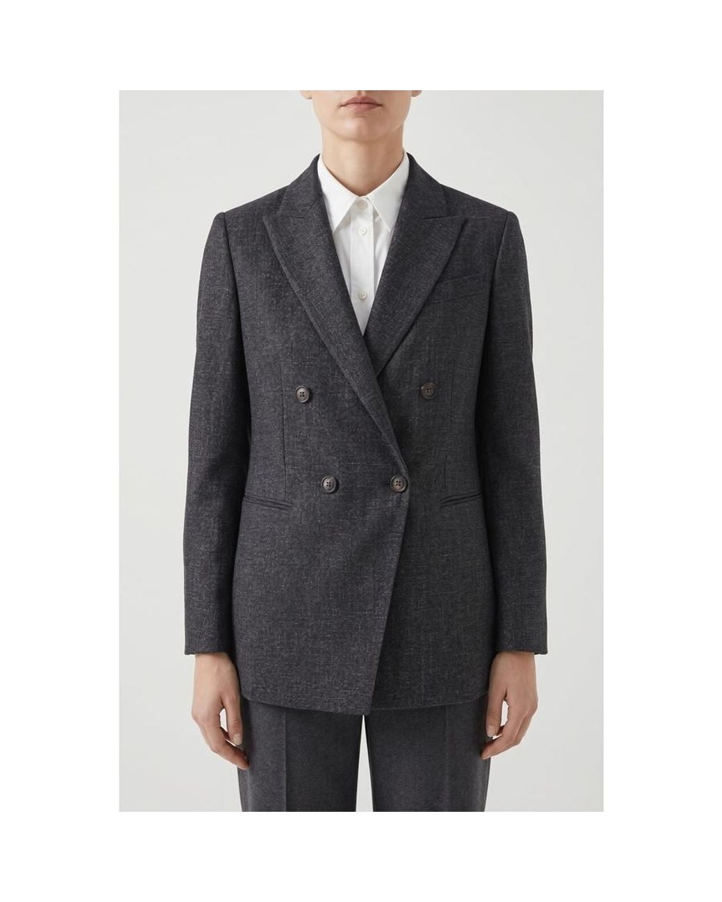Brunello Cucinelli Gray Dark Double Breasted Blazer, Brand Size 36 (Us for men
