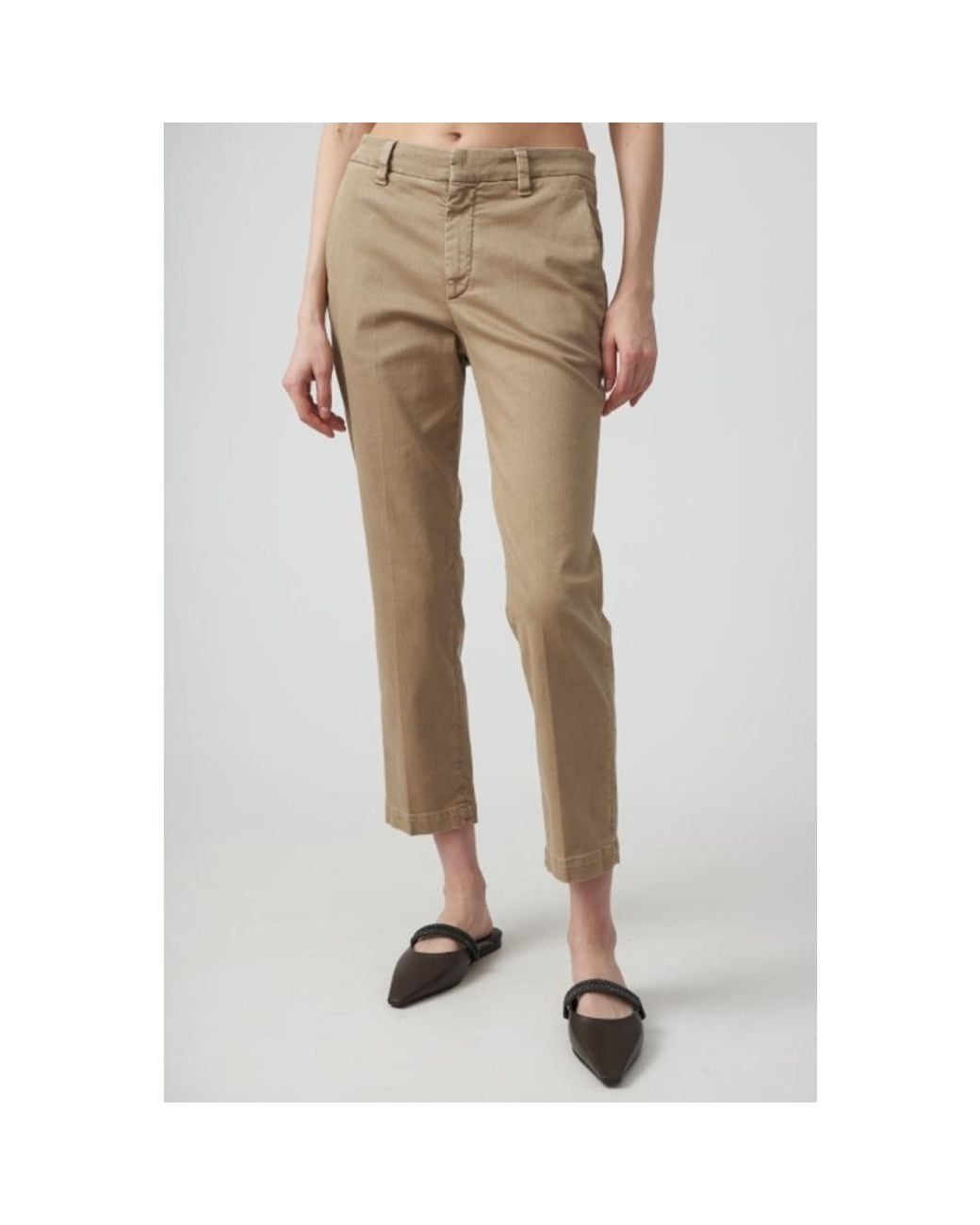 Brunello Cucinelli White Light Taupe Cotton Straight Trousers, Brand Size 36 (Us for men