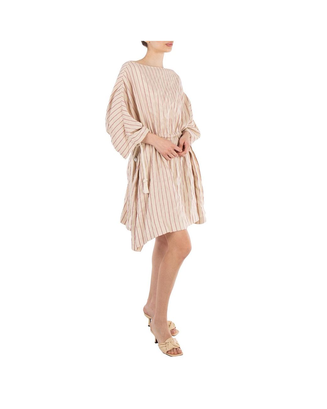 BENJAMIN BENMOYAL Natural Ladies Striped Linen Boatneck Tunic Dress, Brand Size 2