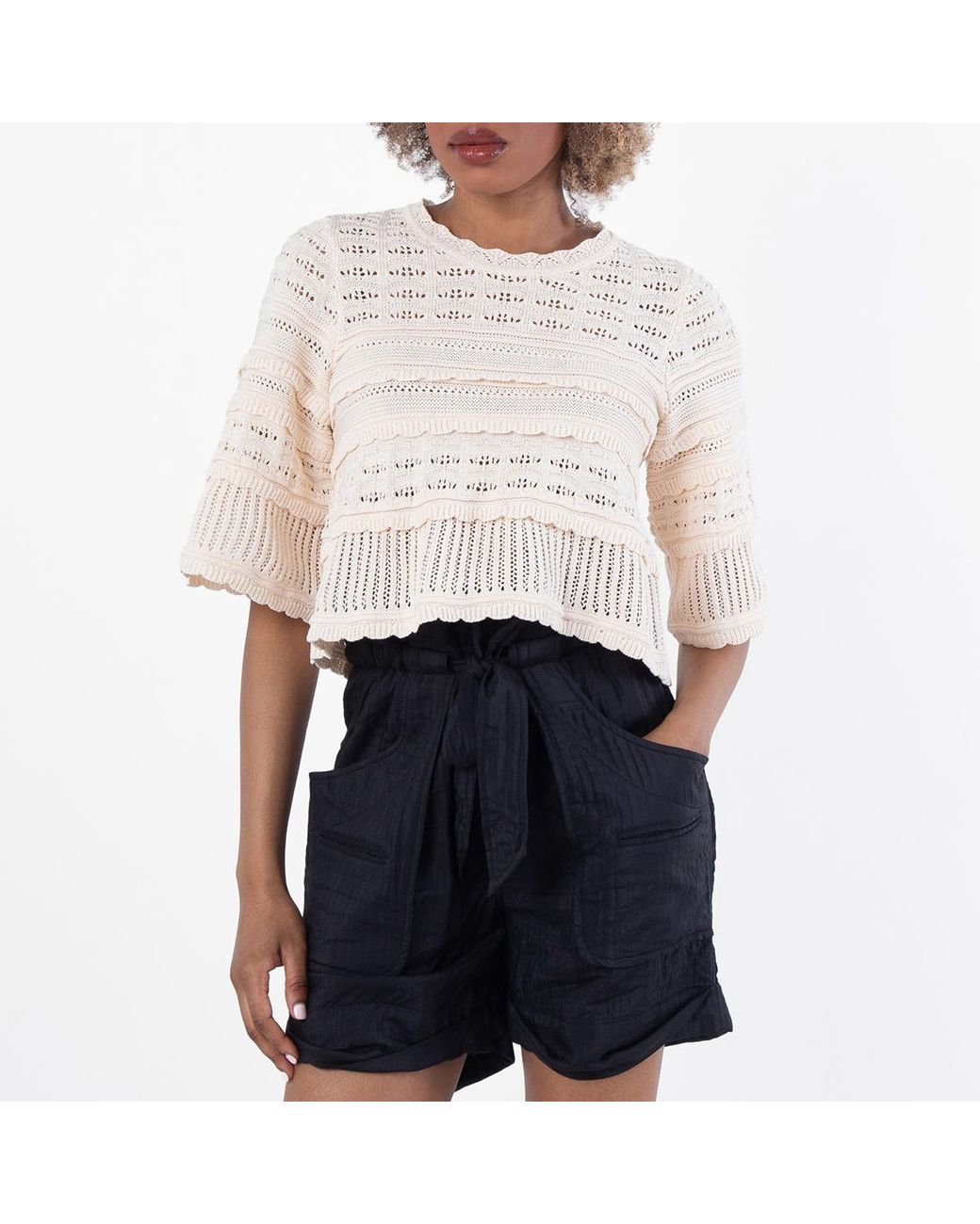 Isabel Marant White Azelia Openwork Knit Sweater