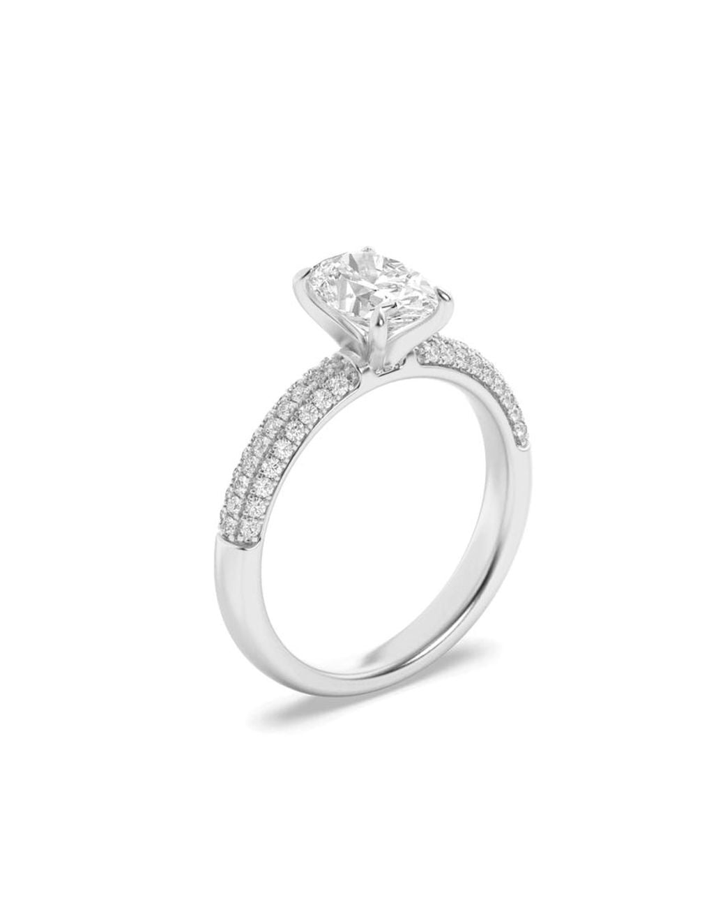 Mure And Co Metallic 1.5Ctw Oval Shaped Lab Grown Diamond (F/Vs) Three Row Micro Pave Engagement Ring for men