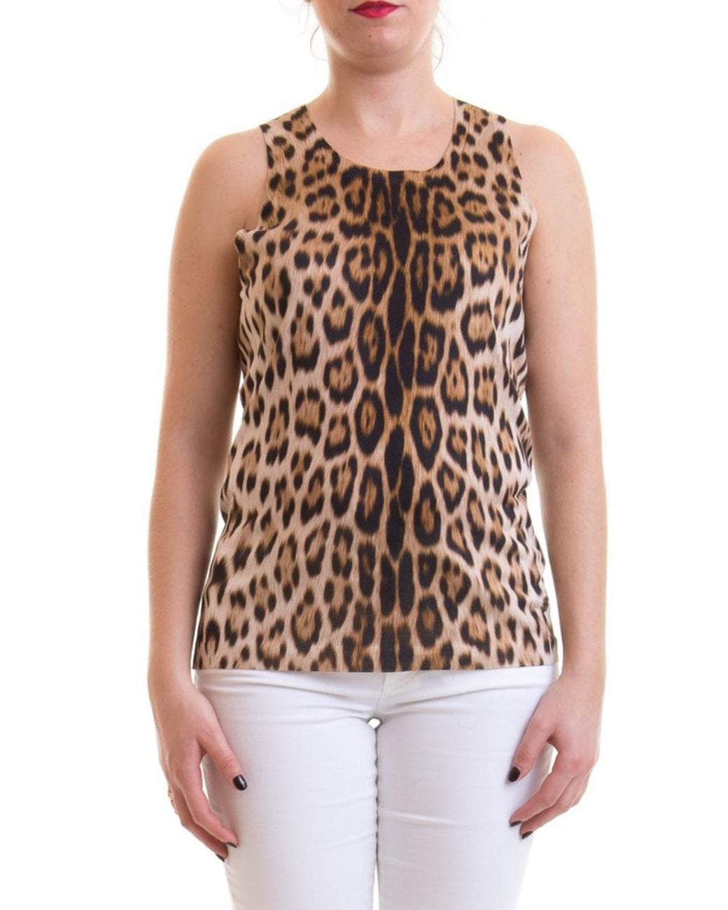 Roberto Cavalli Brown Leopard-Print Sleeveless Silk Top, Brand Size 40 Us for men