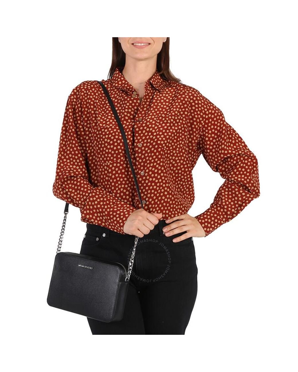 Michael Kors Jet Set Travel Pebbled Leather Crossbody in Black Lyst