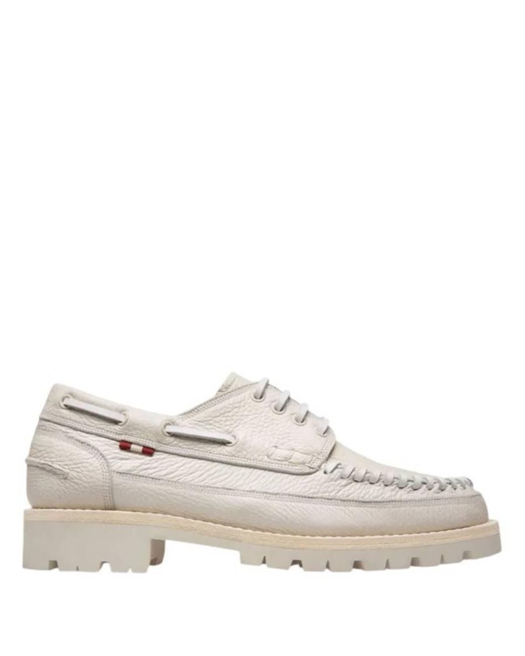Bally White Trendal Whipstitched Leather Moccasins, Brand Size 37.5 Us