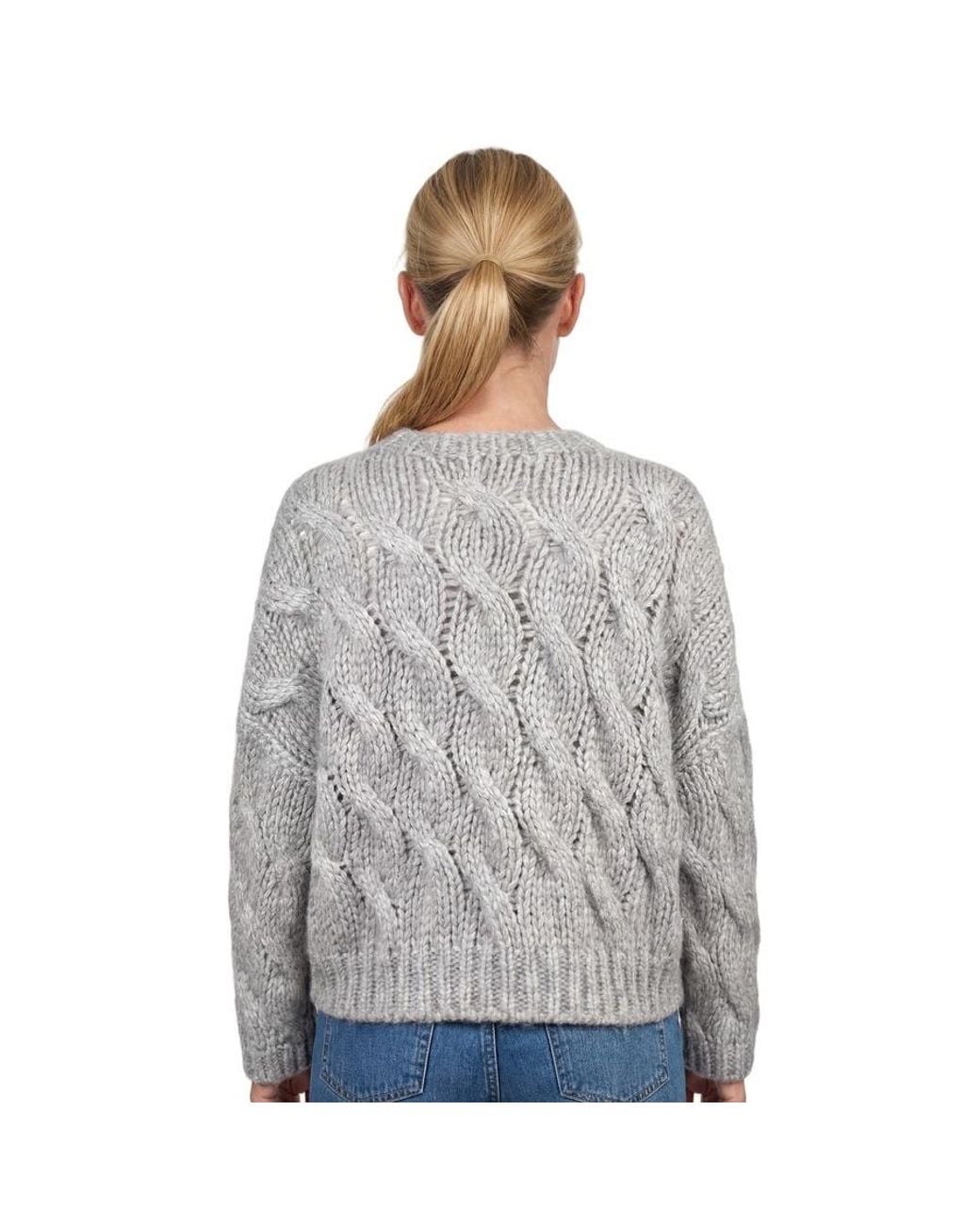 Brunello Cucinelli Gray Light Wool Cable Knit Sweater for men