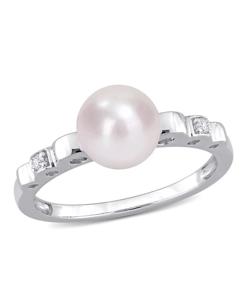 Amour Metallic 7-7.5Mm Freshwater Cultured Pearl And Created Sapphire Ring for men