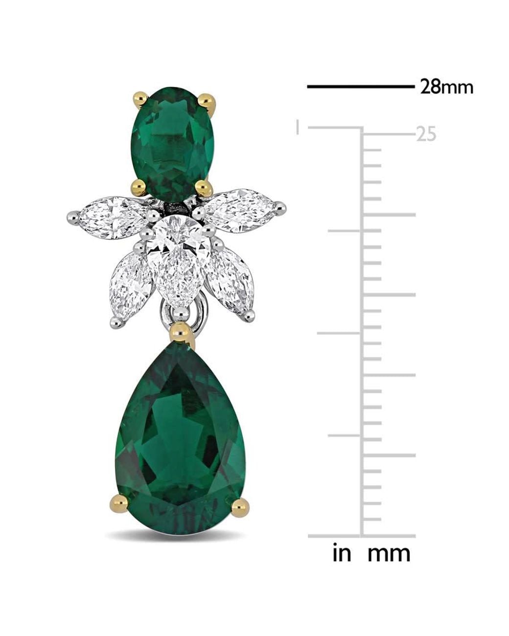 Created Forever Green 6 4/5Ct Tgw Created Emerald And 1 5/8Ct Tw Lab-Grown Diamond Drop Earrings for men