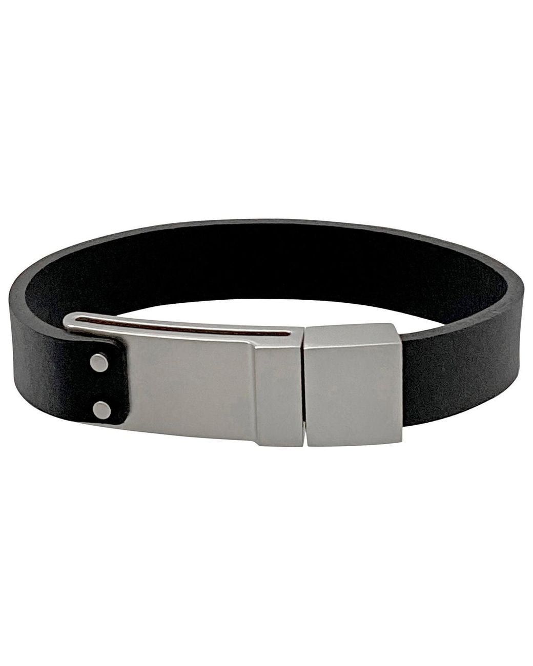 Montblanc Black Stainless Steel Leather Bracelets for men
