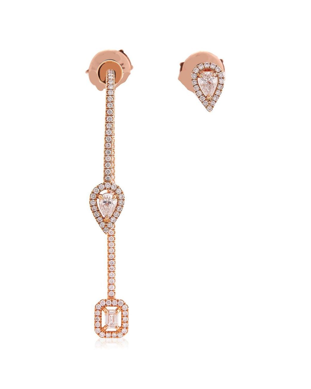 Messika White My Twin Hook And Stud Diamond Earrings for men
