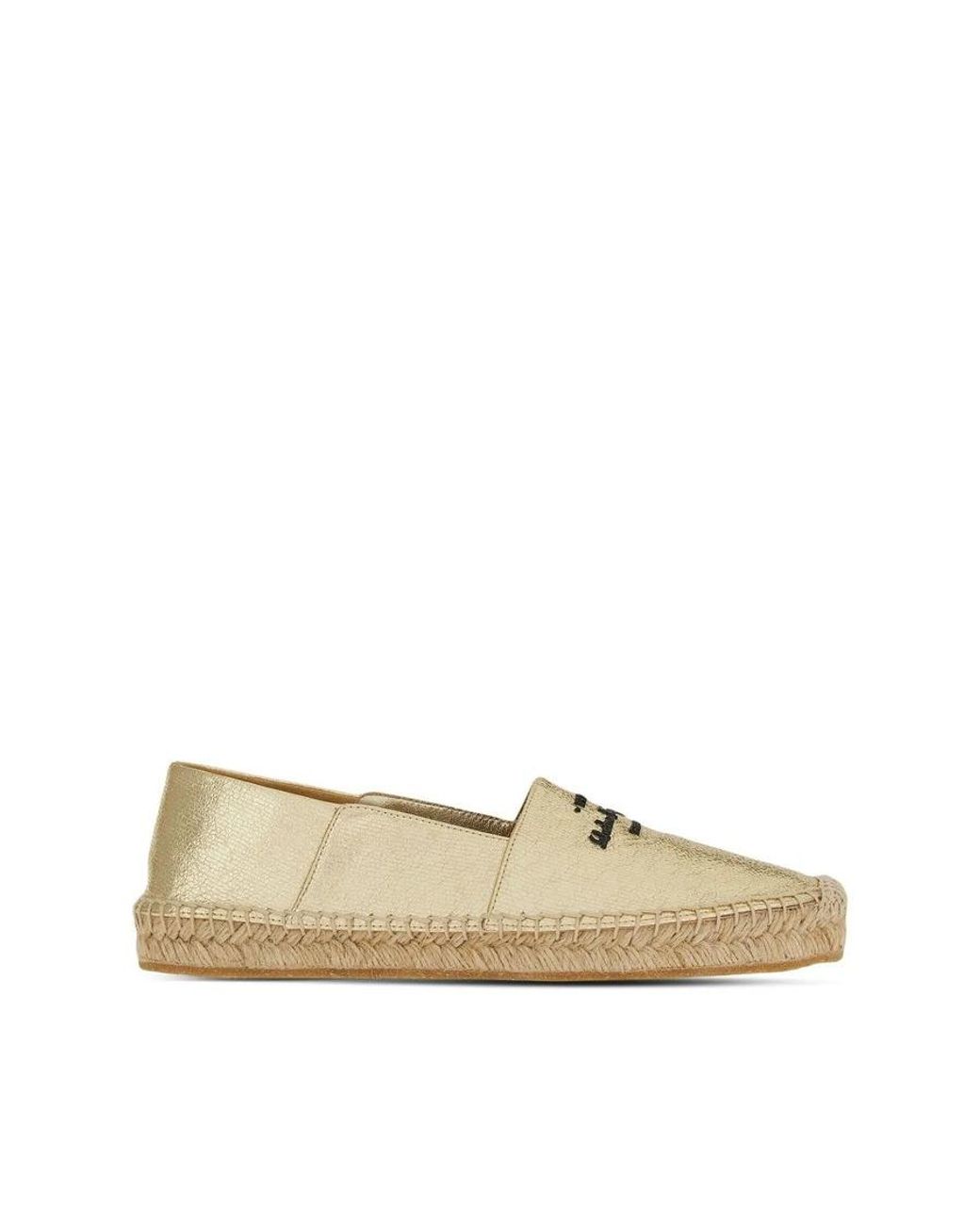 Ferragamo Natural Logo-Embroidered Metallic Espadrilles