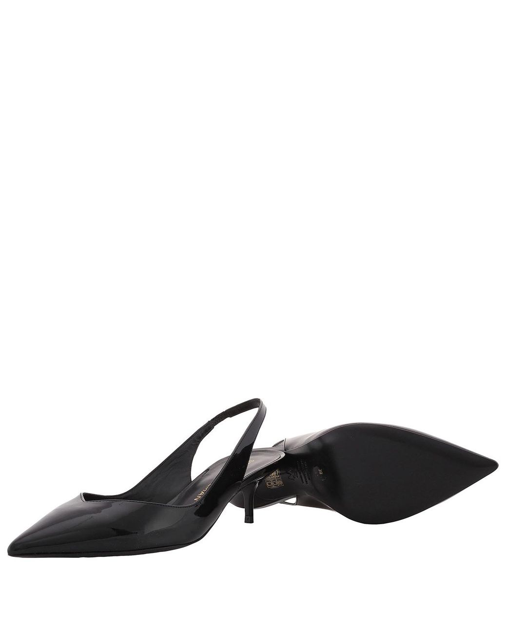 Stuart Weitzman Black Eva Patent Leather Slingback Pumps