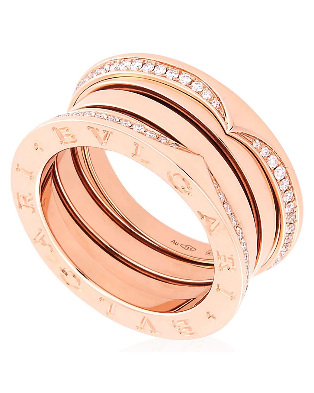 BVLGARI Pink B.Zero1 18 Kt Rose Three-Band Ring for men