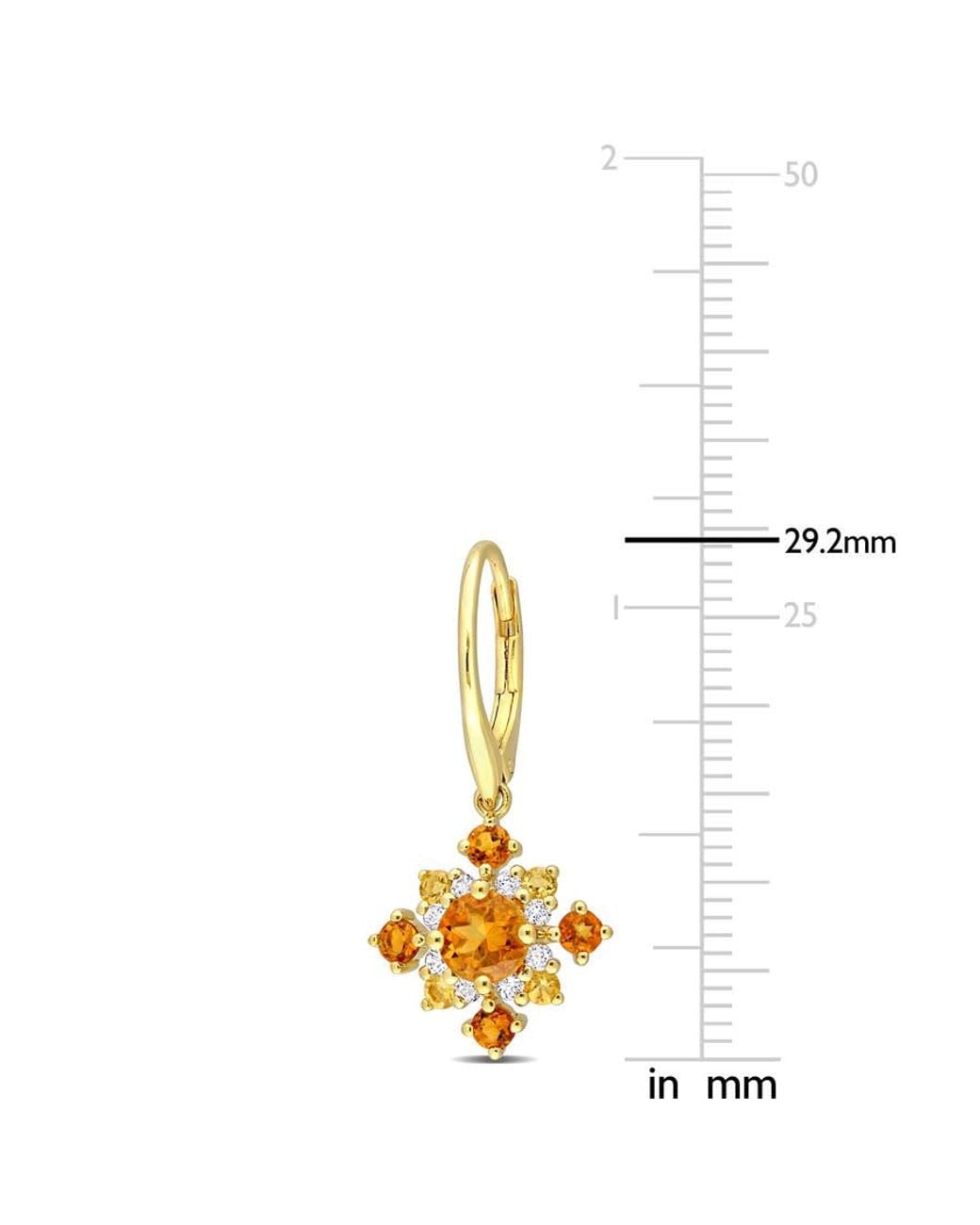Amour Metallic 2 1/10 Ct Tgw Citrine, Madeira Citrine And Topaz Leverback Cluster Drop Earrings for men