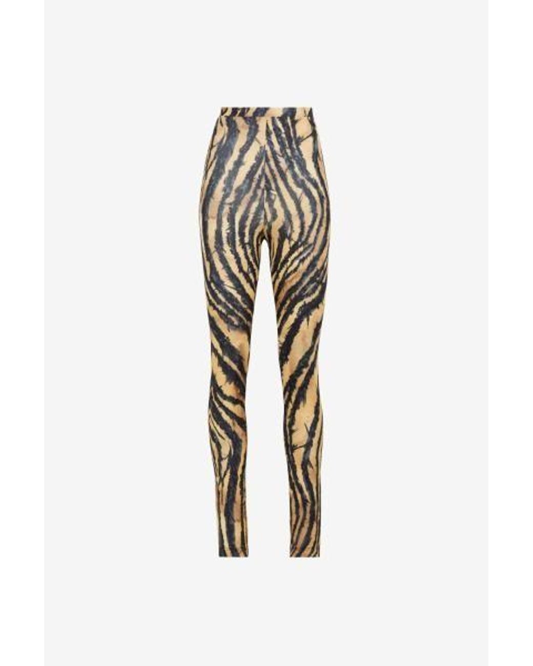 Roberto Cavalli Multicolor Zebra-Print High-Waist Leggings, Brand Size 38 Us for men