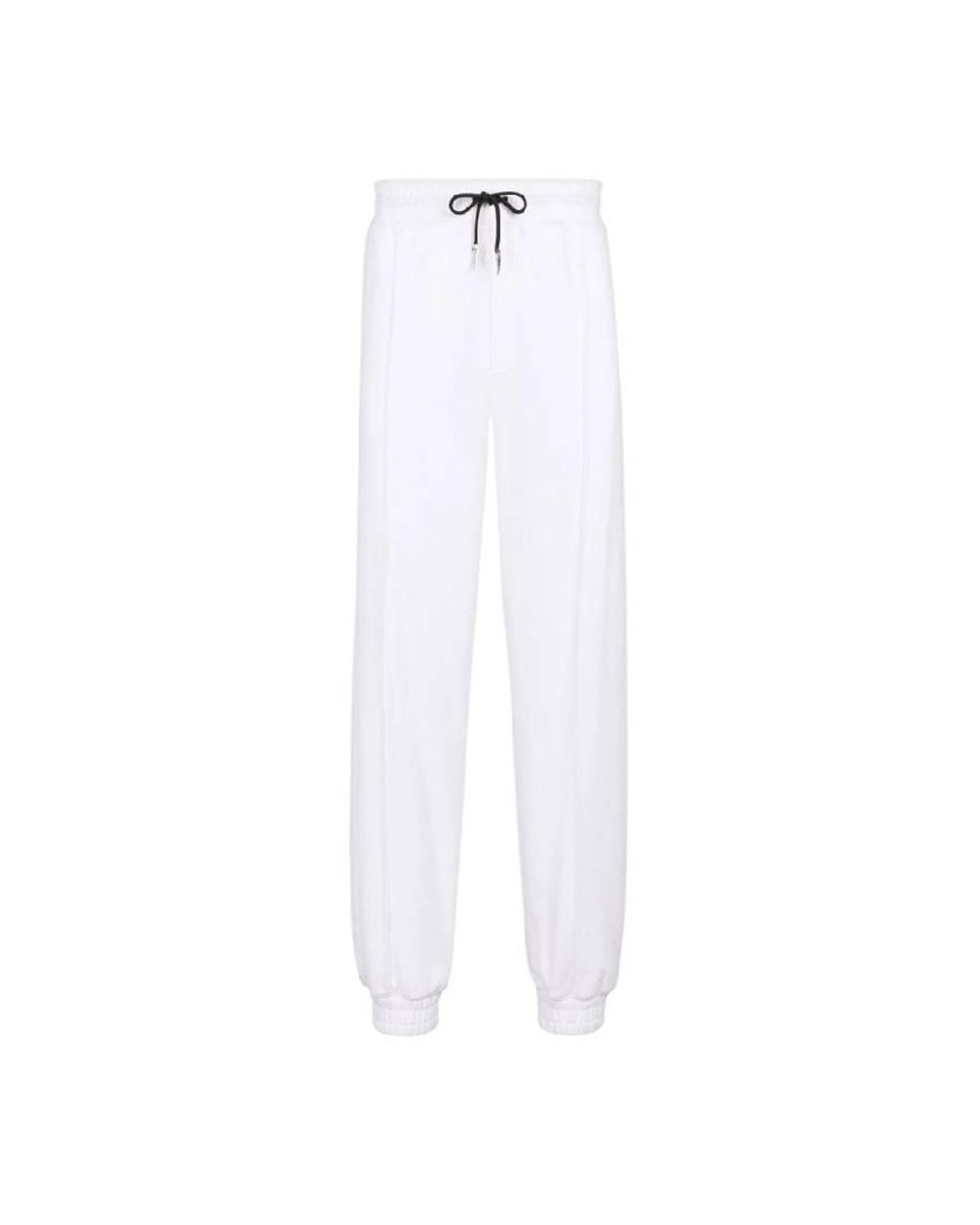 Roberto Cavalli White Tiger Tooth Cotton Sweatpants for men