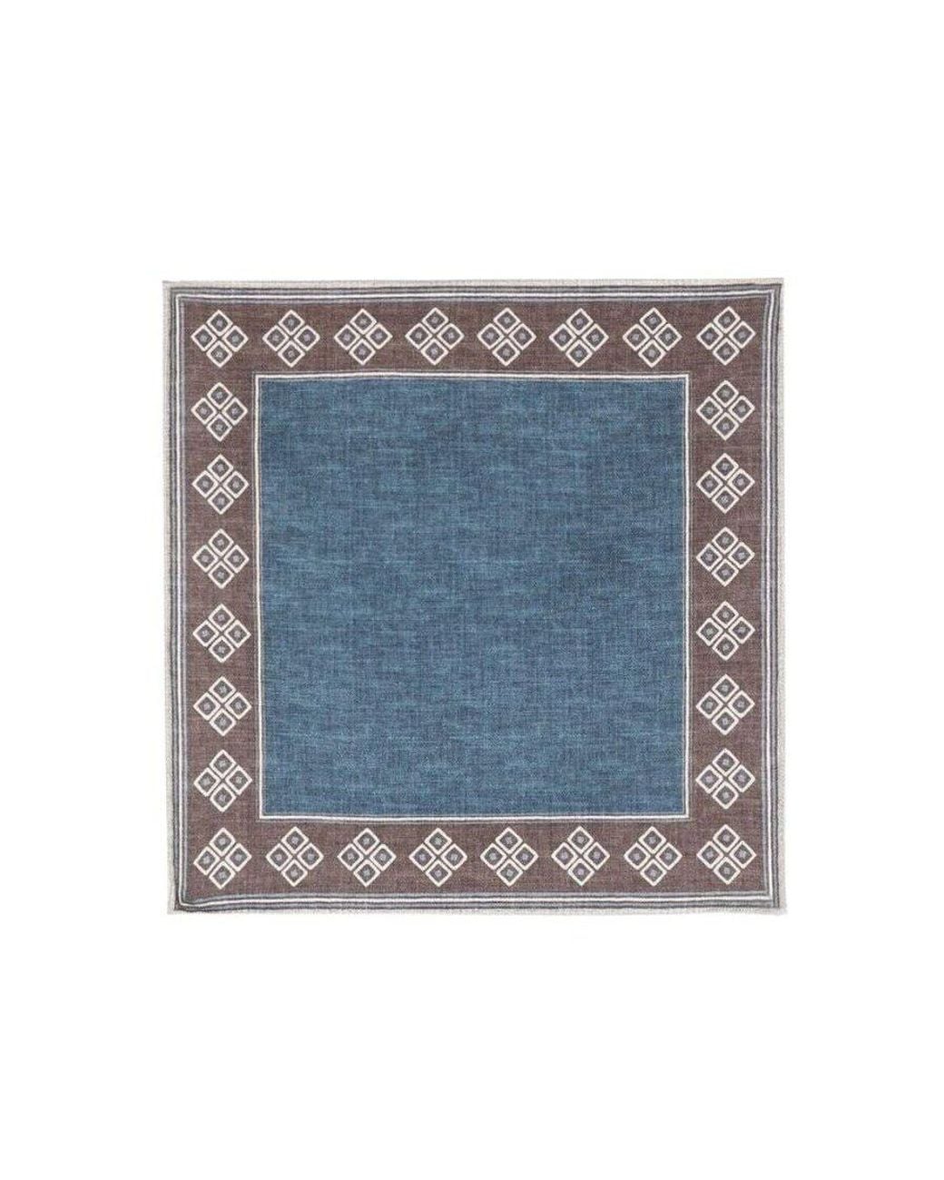 Brunello Cucinelli Blue And Patterned Pocket Square for men