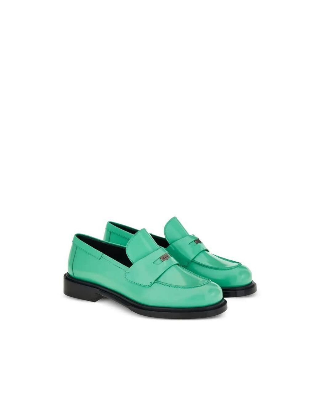 Ferragamo Green Penny Strap Leather Loafers