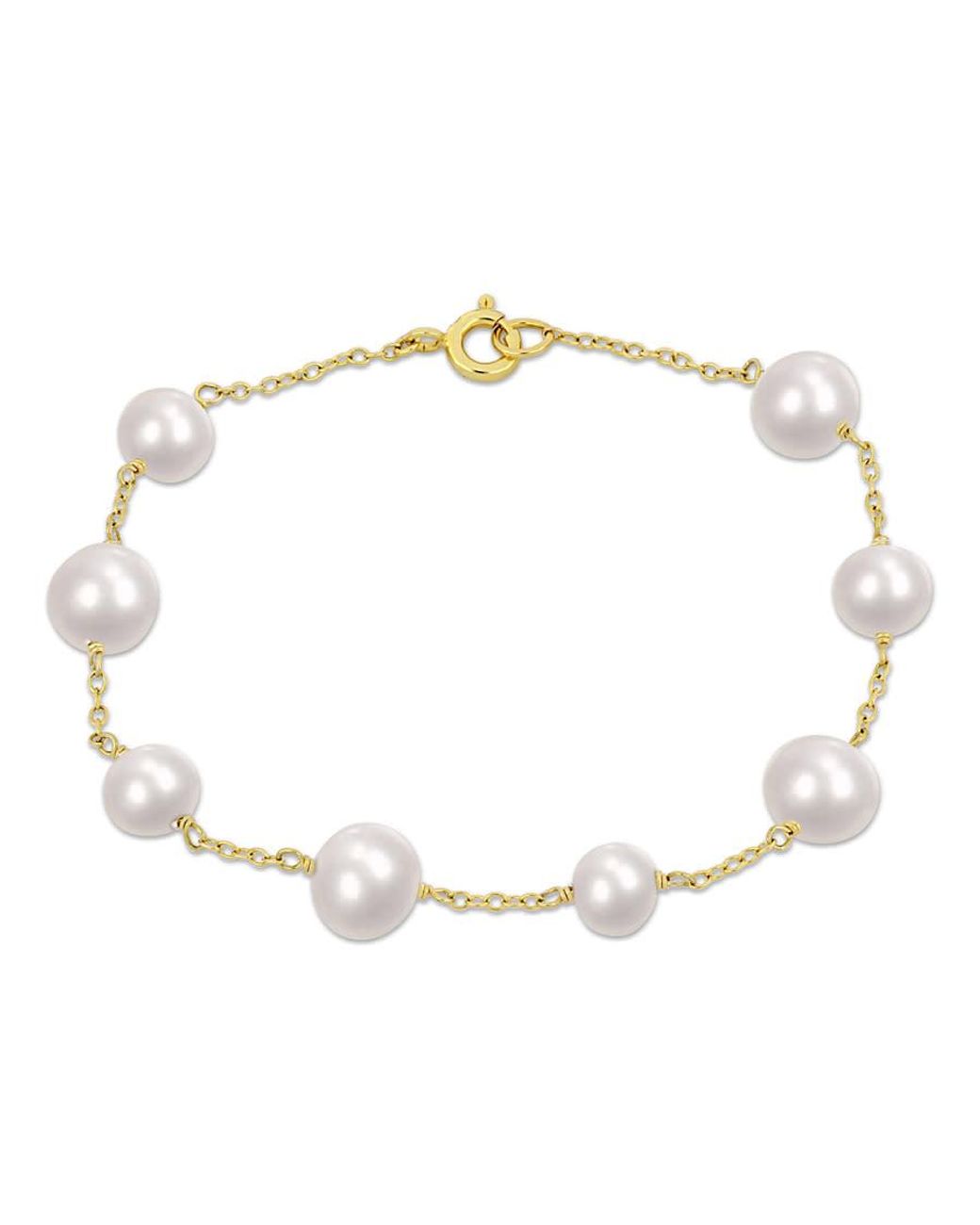Amour Metallic 6.5-8.5 Mm Cultured Freshwater Pearl Station Bracelet for men