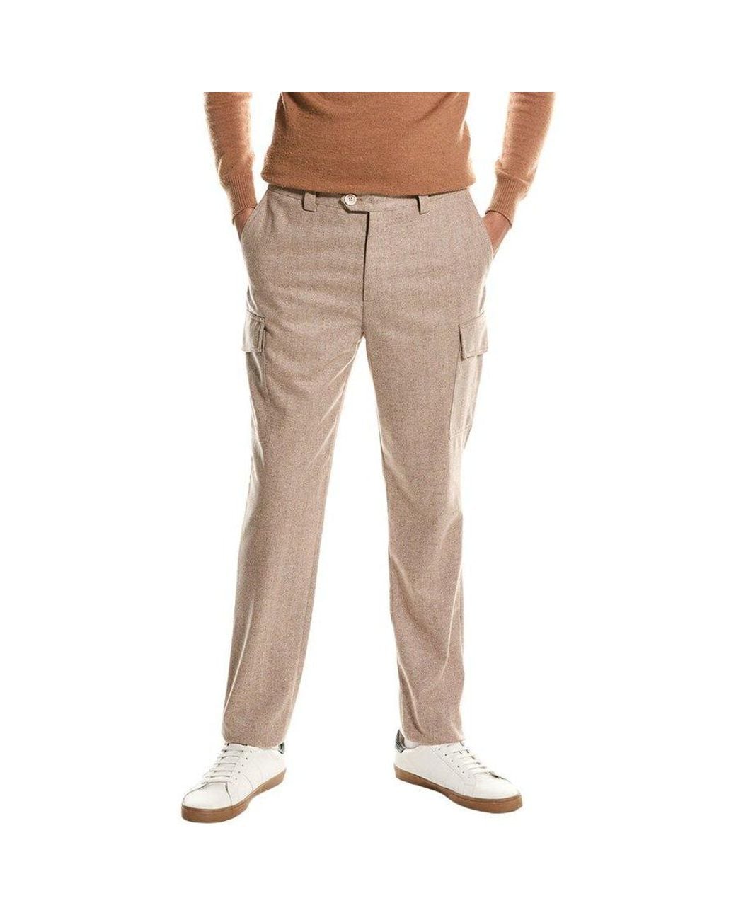 Brunello Cucinelli Natural Wool Cargo Trousers, Brand Size 60 (Us for men
