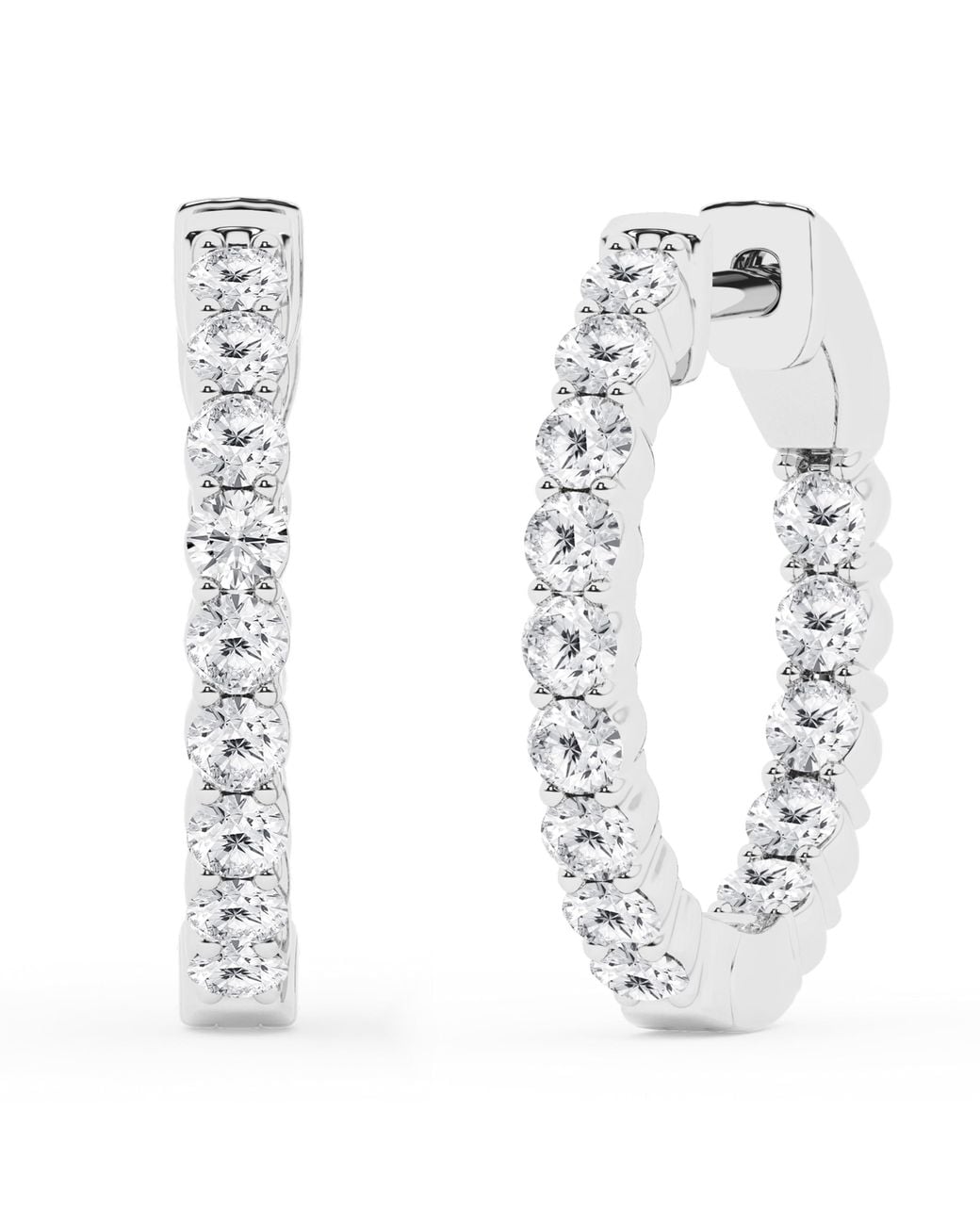 Brilliant Diamond White 1.00 Carat Round Lab Grown Inside Out Diamond Hoop Earrings for men