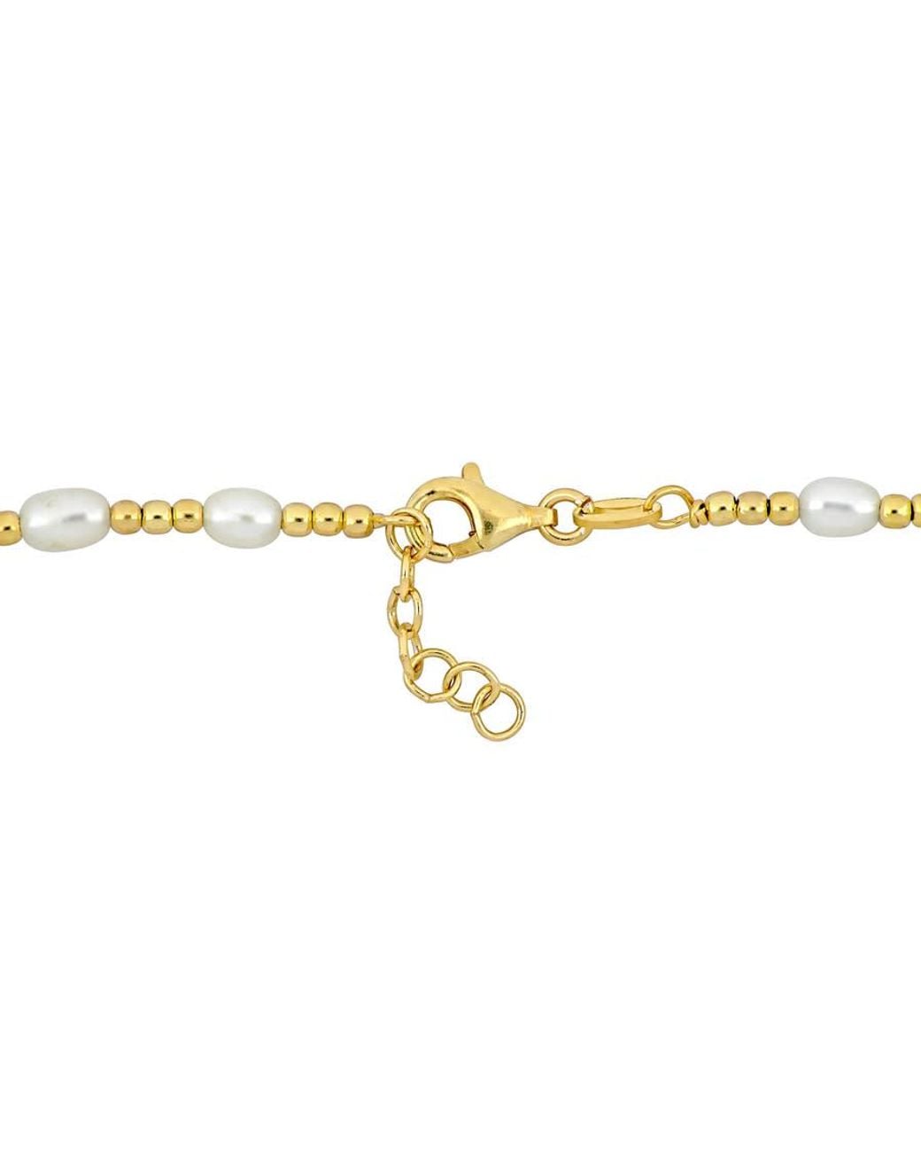 Amour Metallic 3.5-5 Mm Cultured Freshwater Pearl And Bead Station Bracelet