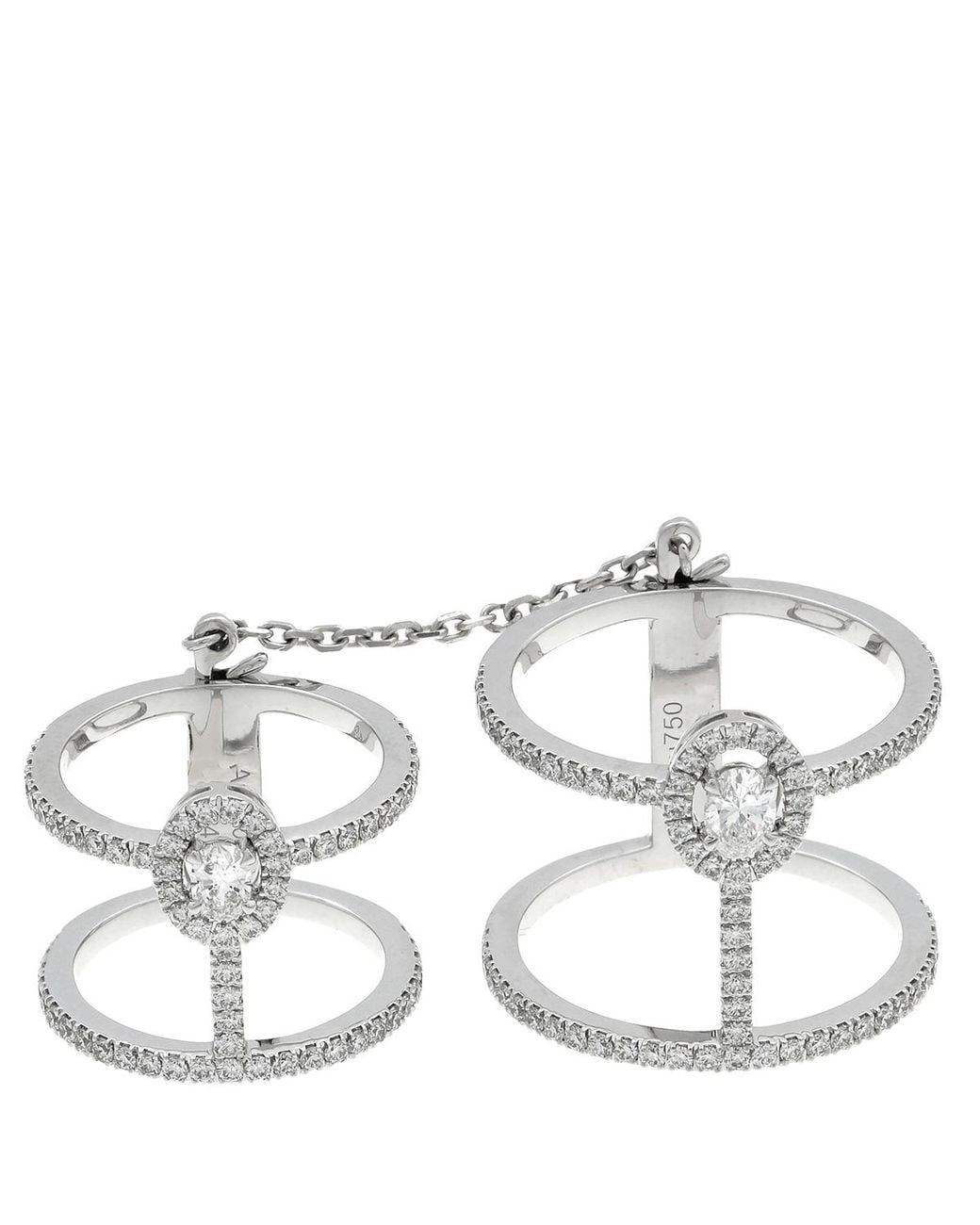 Messika White 18K Glam'Azone Double Pave Diamond Ring for men