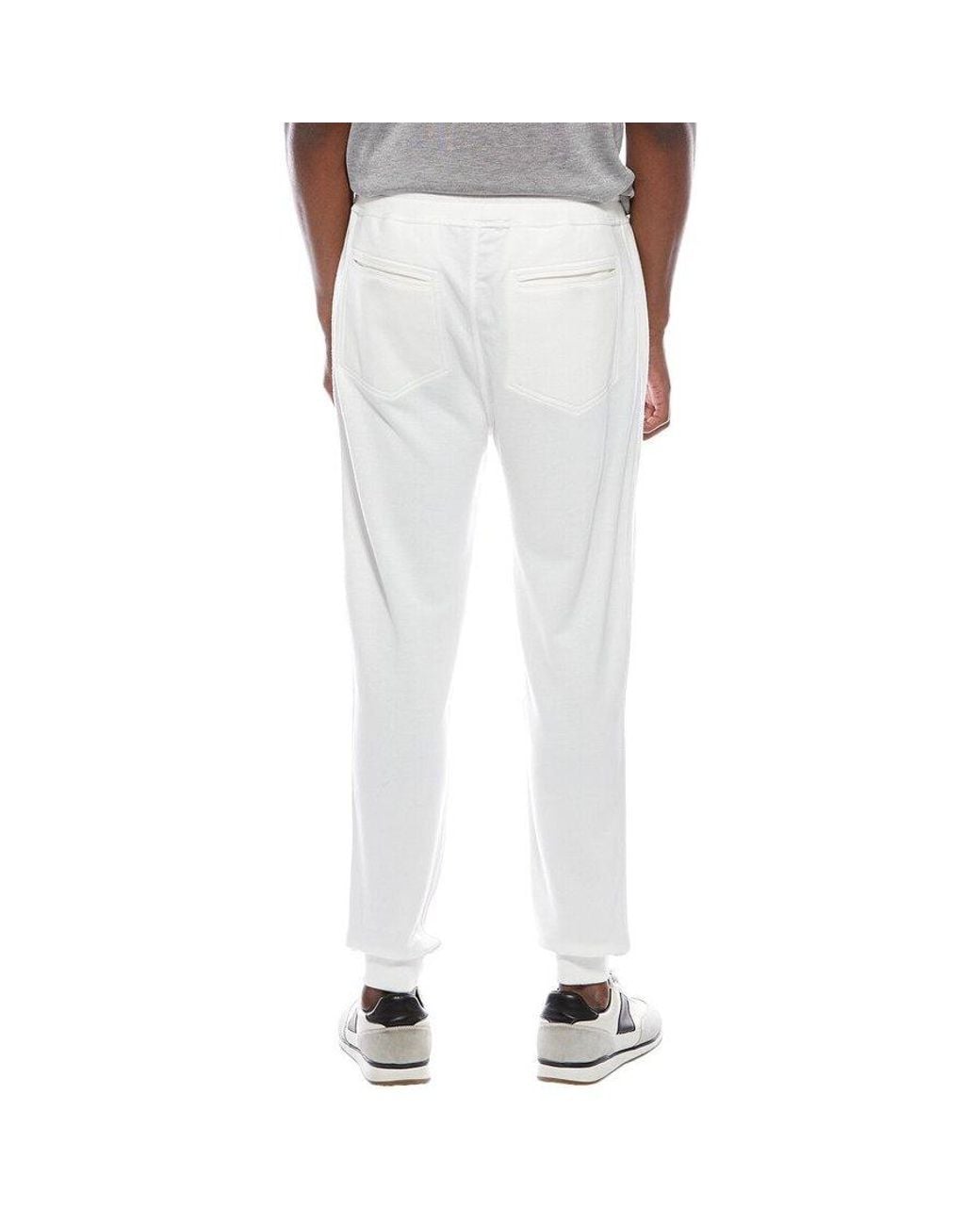 Brunello Cucinelli White Off Linen Blend Trousers for men