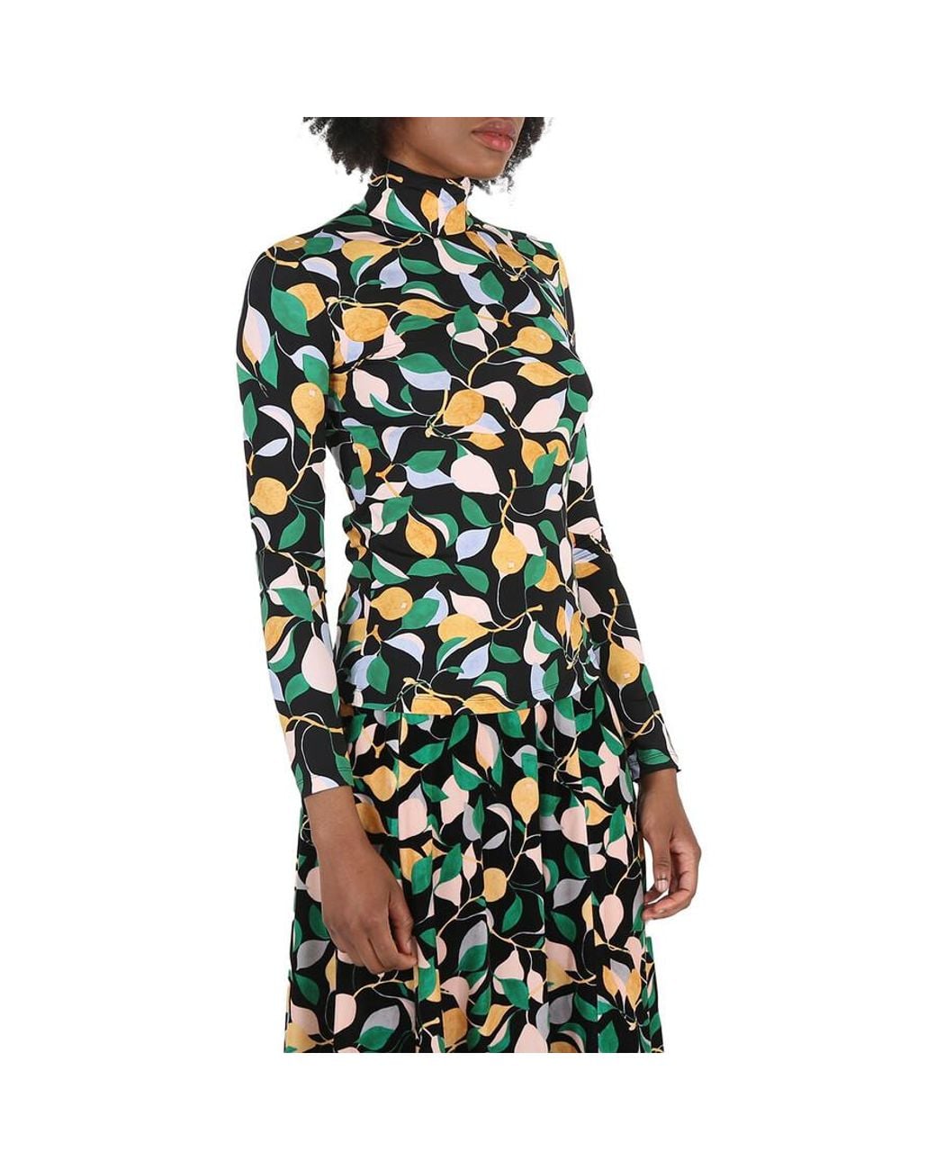 LaDoubleJ Green Ladies Orchard Turtleneck Jersey Top