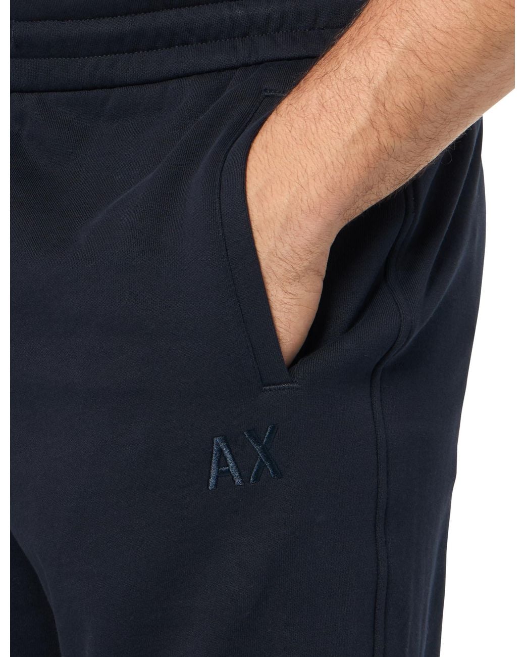 ARMANI EXCHANGE Blue Pull Up Logo Tape Fleece Jogger Pant for men