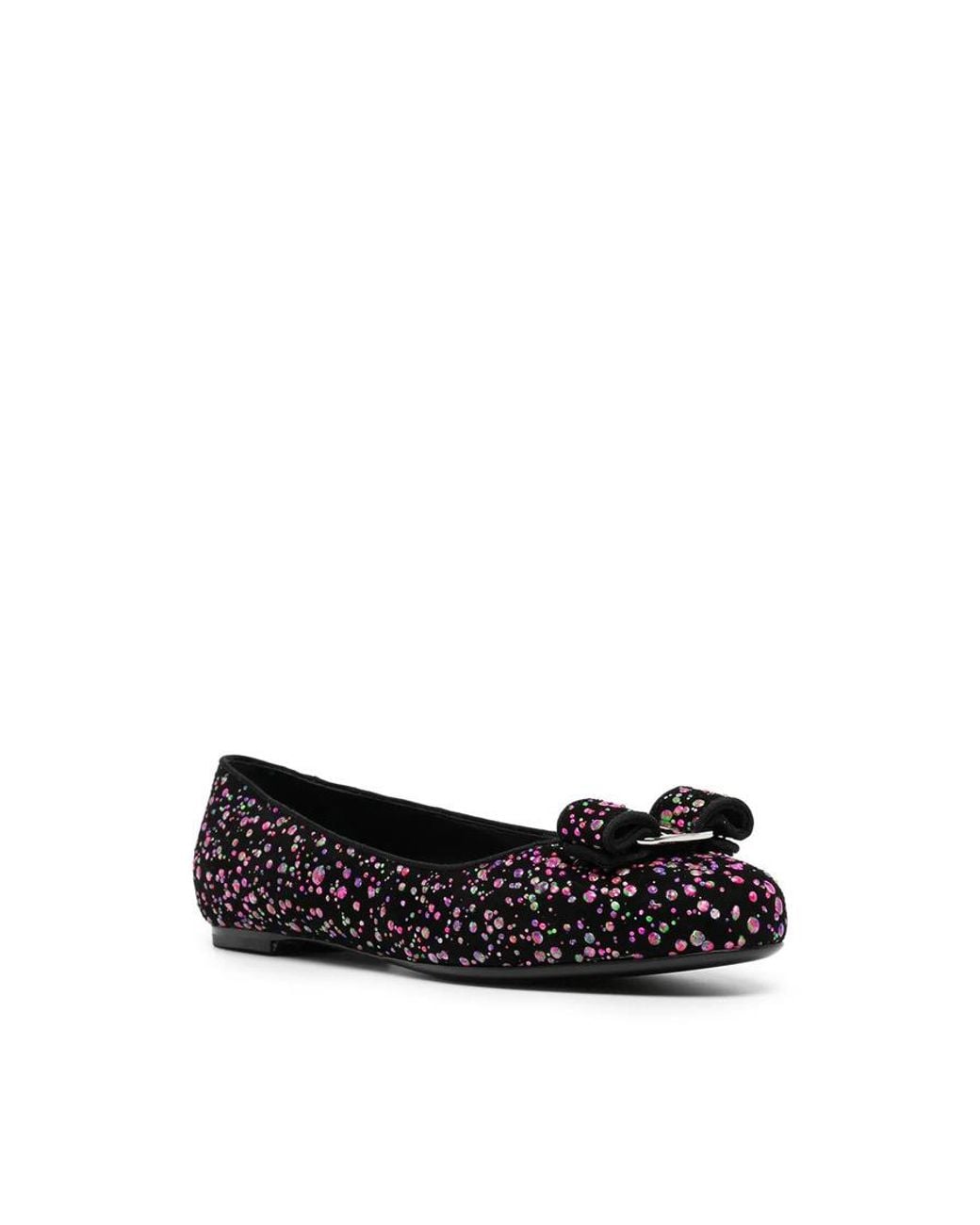 Ferragamo Black Ladies Flats, Us