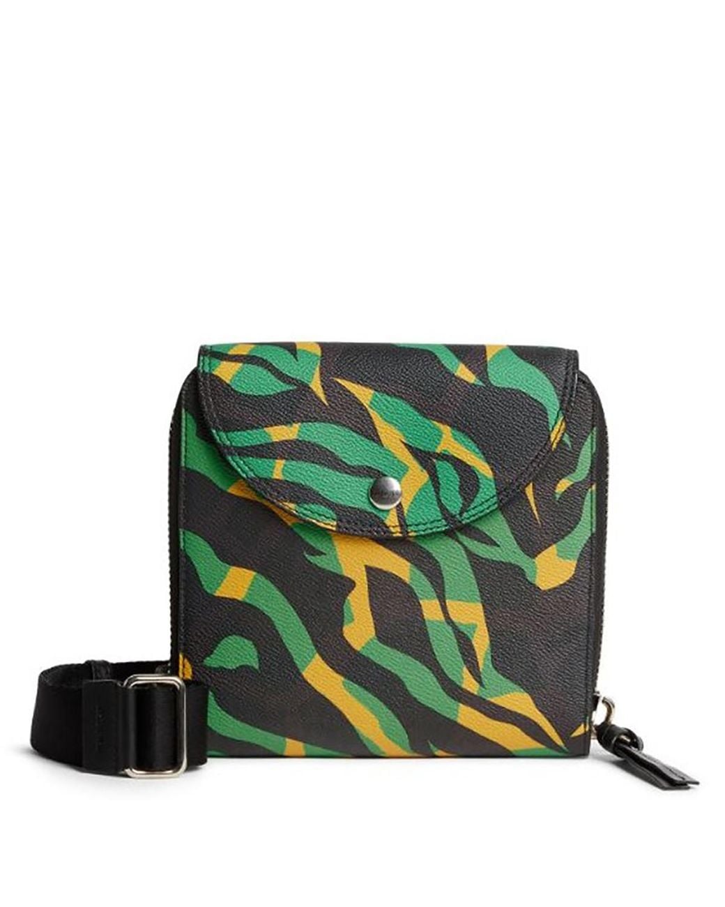 Roberto Cavalli Green Tiger Twiga Print Messenger Crossbody Bag for men