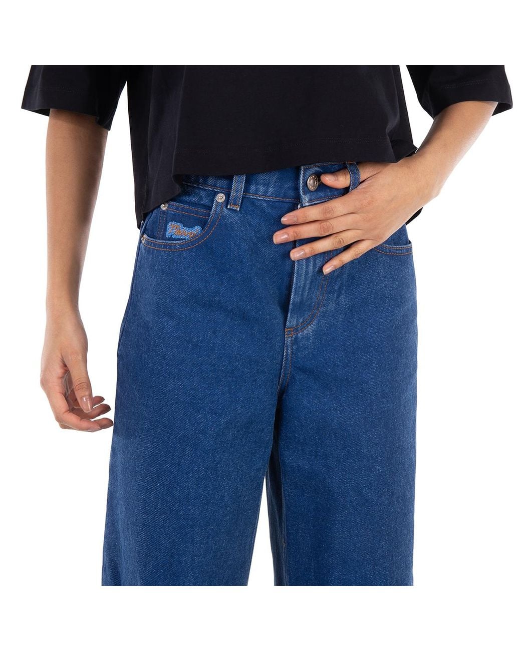 Marni Blue Organic Denim Wide-Leg Jeans