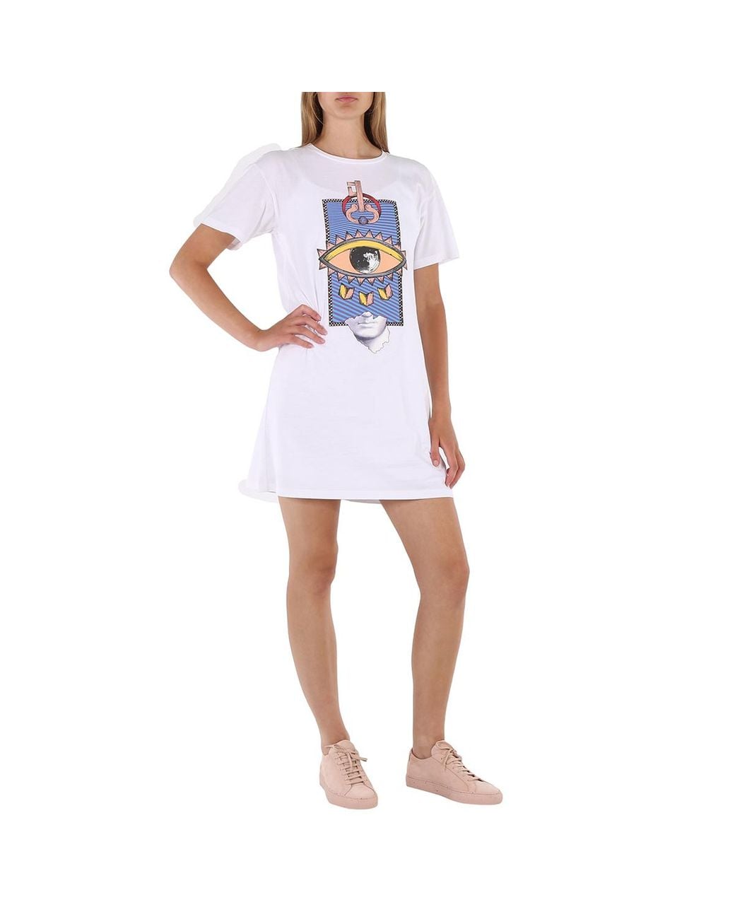 Roberto Cavalli Blue Ladies Optical Cotton Evil Eye Dress, Brand Size 44 (Us for men