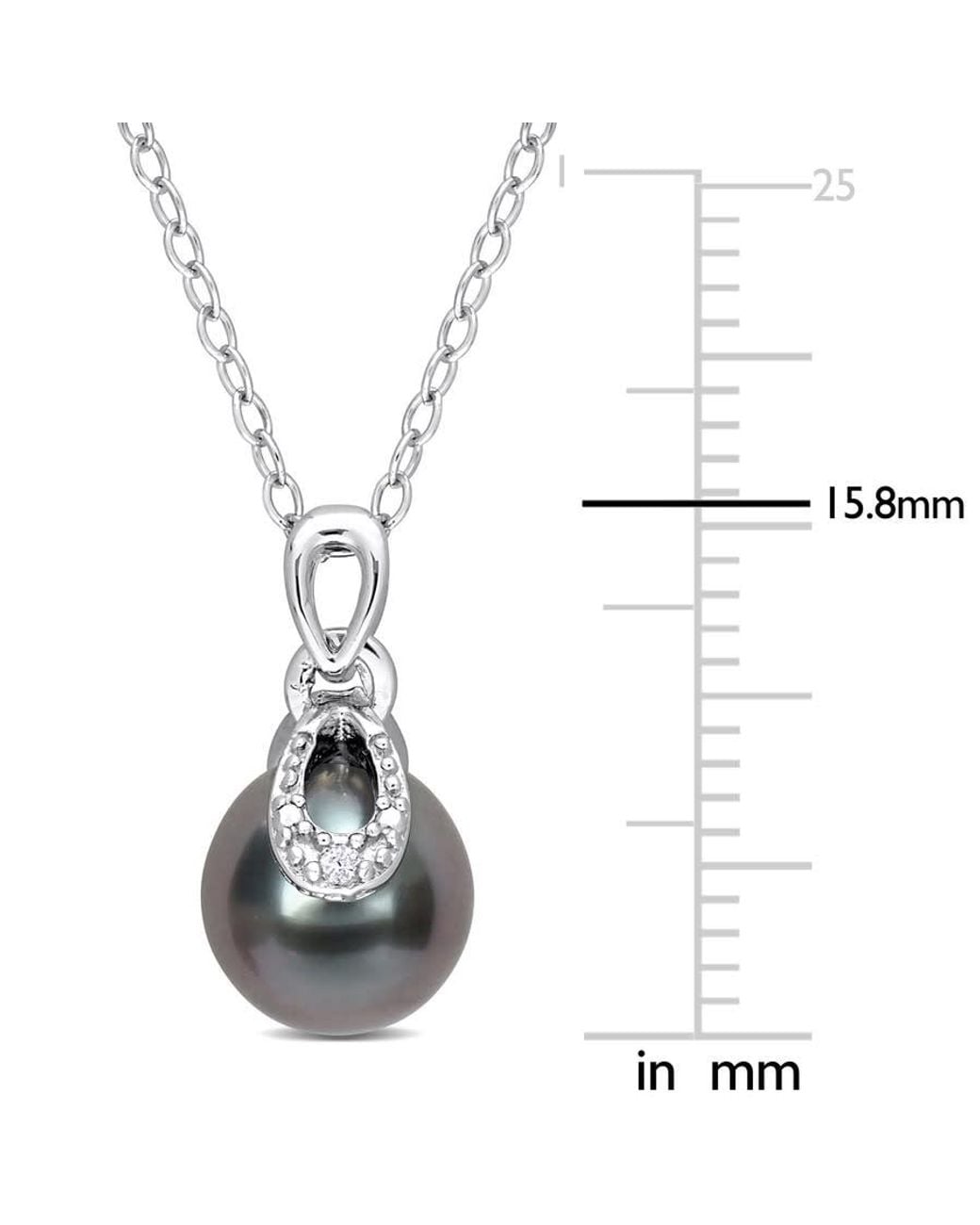 Amour Metallic 8-9Mm Tahitian Cultured Pearl And Diamond Accent Drop Pendant With Chain for men