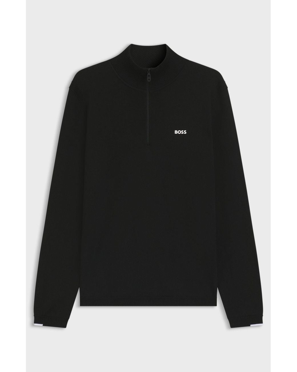Boss Black Zip-Neck Cotton Sweater for men