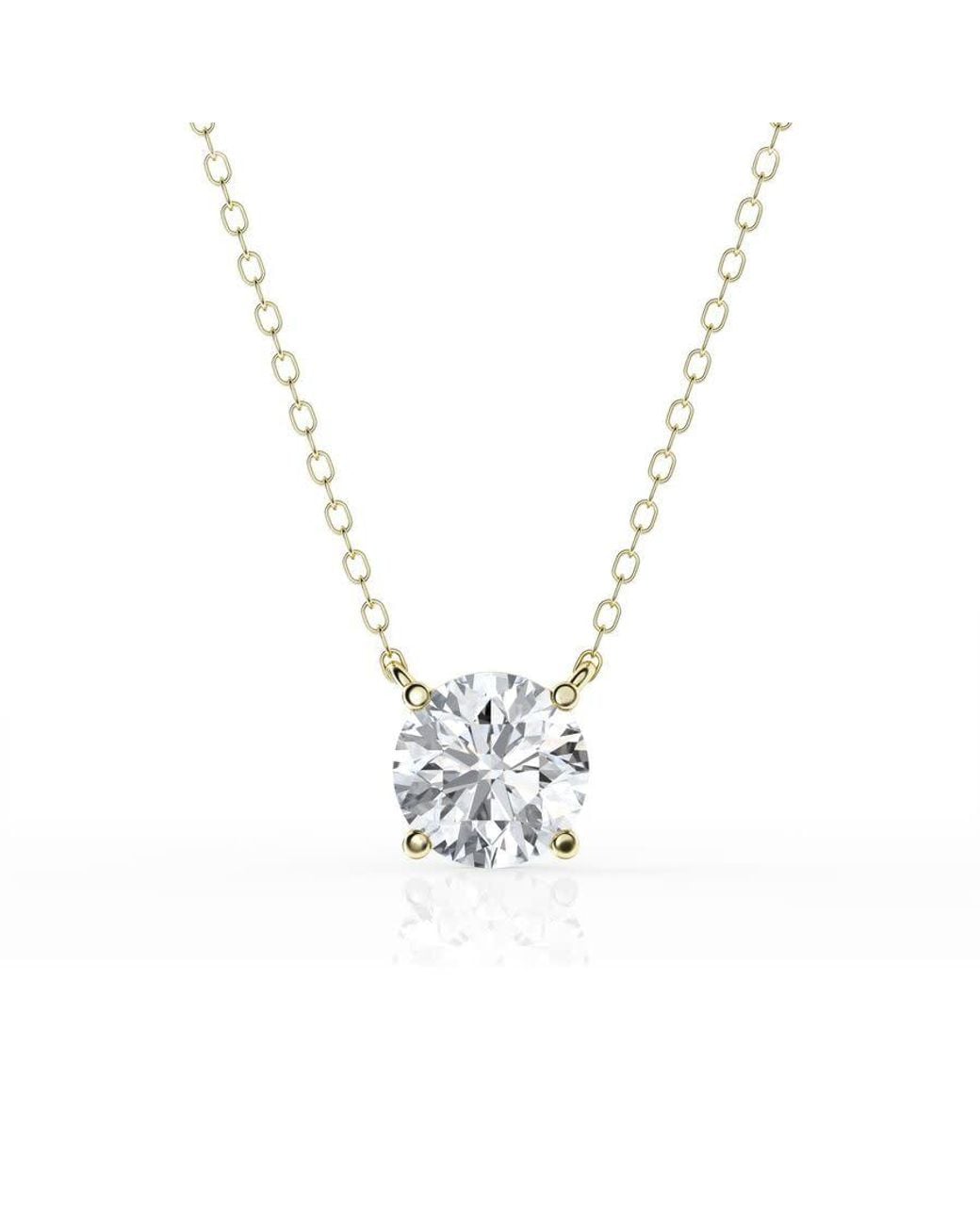 Brilliant Diamond Metallic 1 1/2 Carat Round Lab Grown Solitaire Diamond Pendant Necklace for men